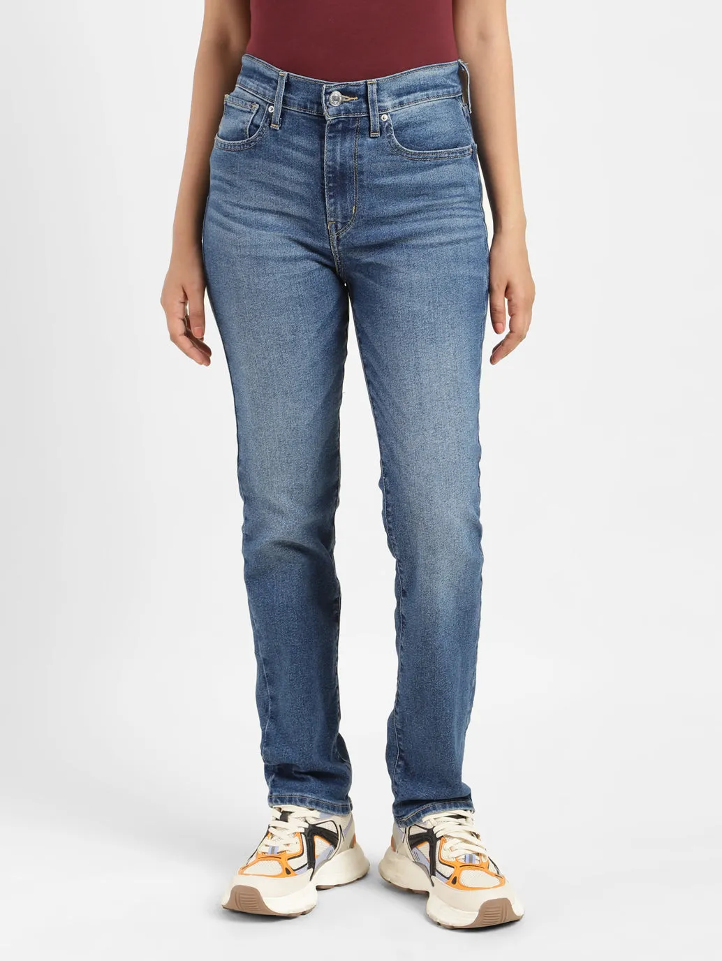 Home Comfort Autumn Days Elegant Women's 724 Blue Straight Fit High Rise Jeans