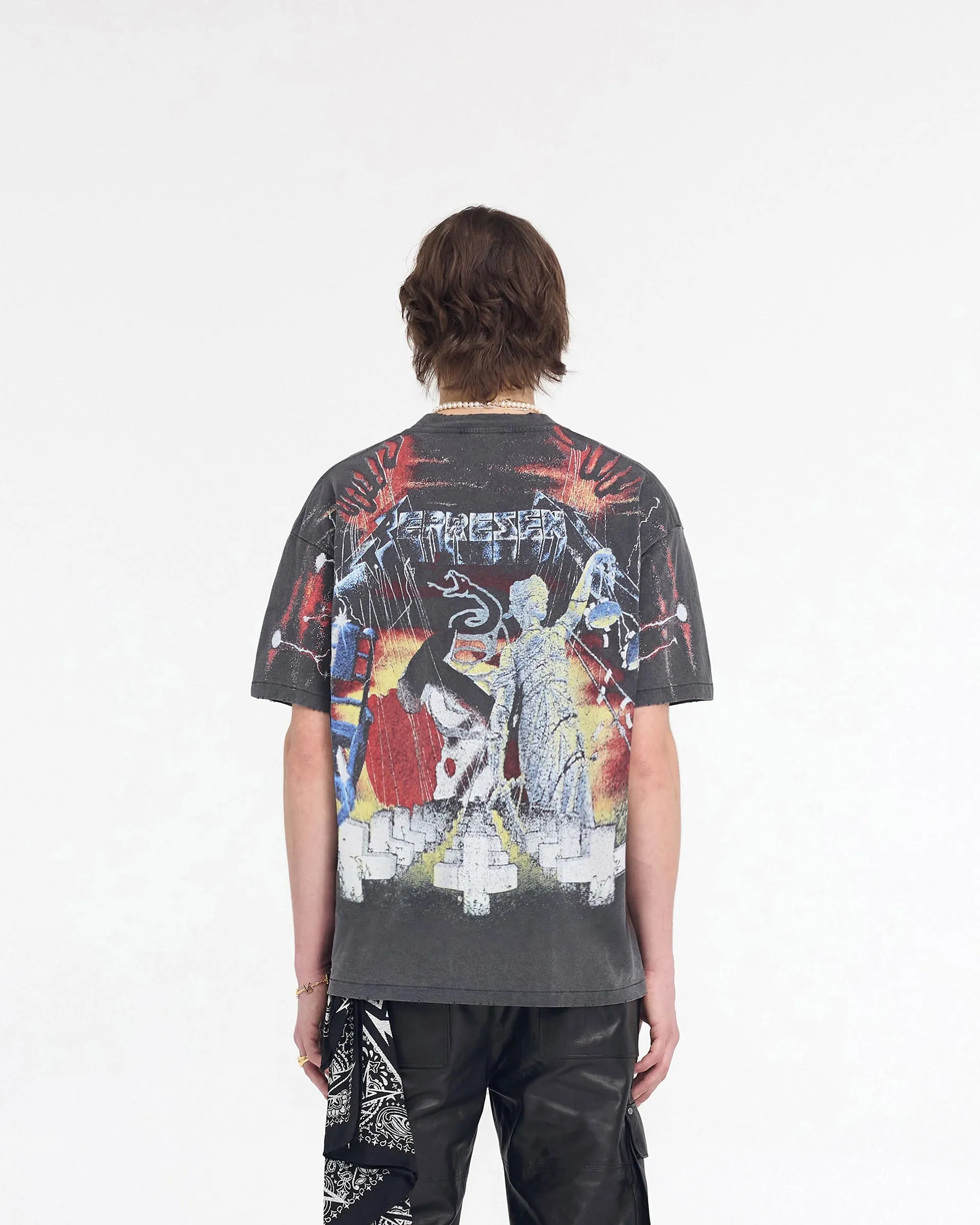 Represent X Metallica Master Of Puppets T-Shirt - Vintage Grey BreathableMeshLining Printed Logo