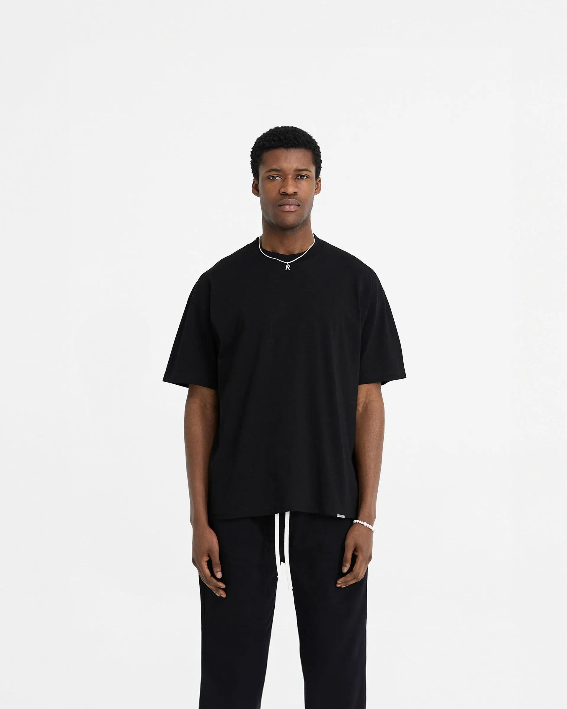 Quality Layer Initial Oversized T-Shirt - Black