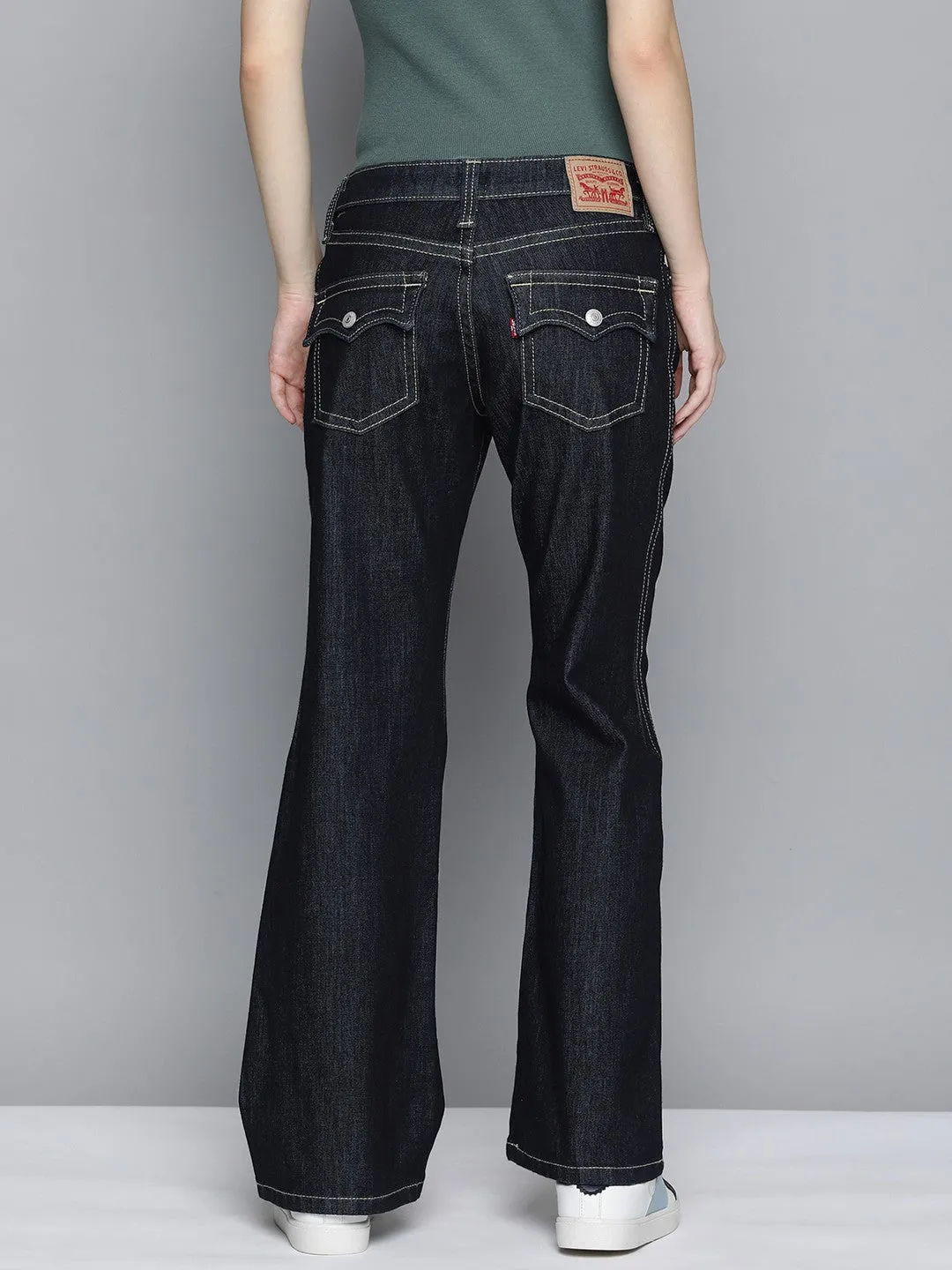 General Option Women's Blue Bootcut Fit Low Rise Jeans