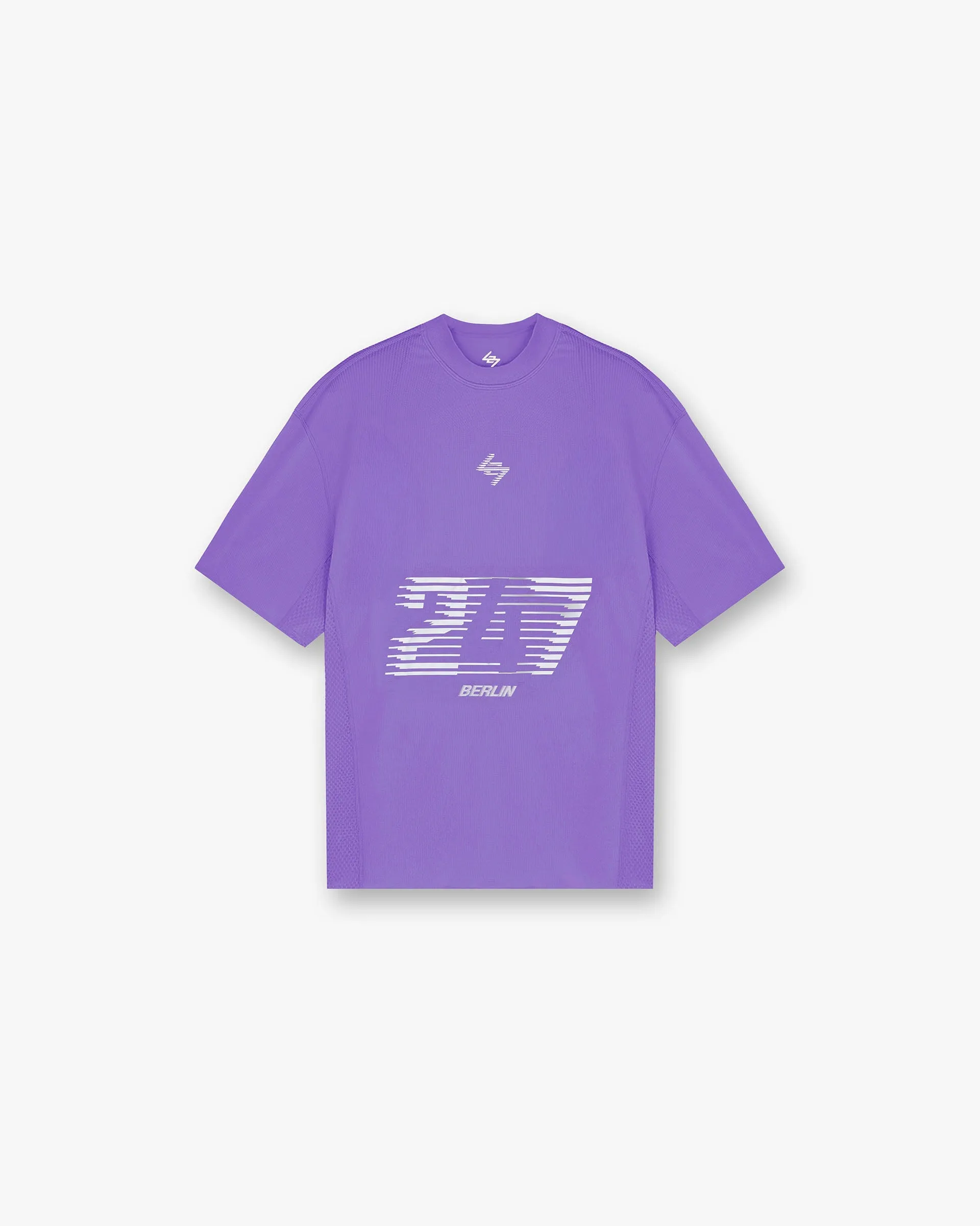 247 Berlin T-Shirt - Purple Distressed Hem Finish Elegant Detail