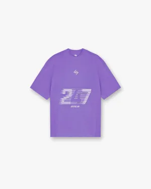 247 Berlin T-Shirt - Purple Distressed Hem Finish Elegant Detail