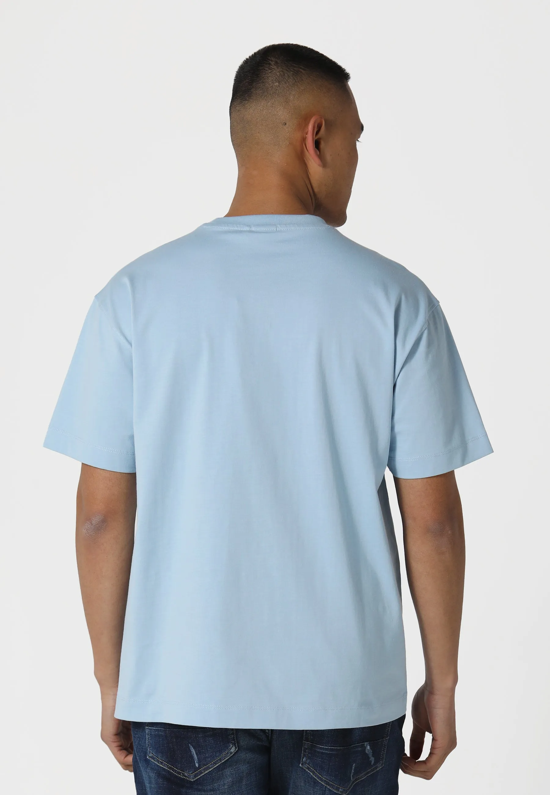 Lompoc Sky Blue T-Shirt Raw Hem Finish Layering Piece