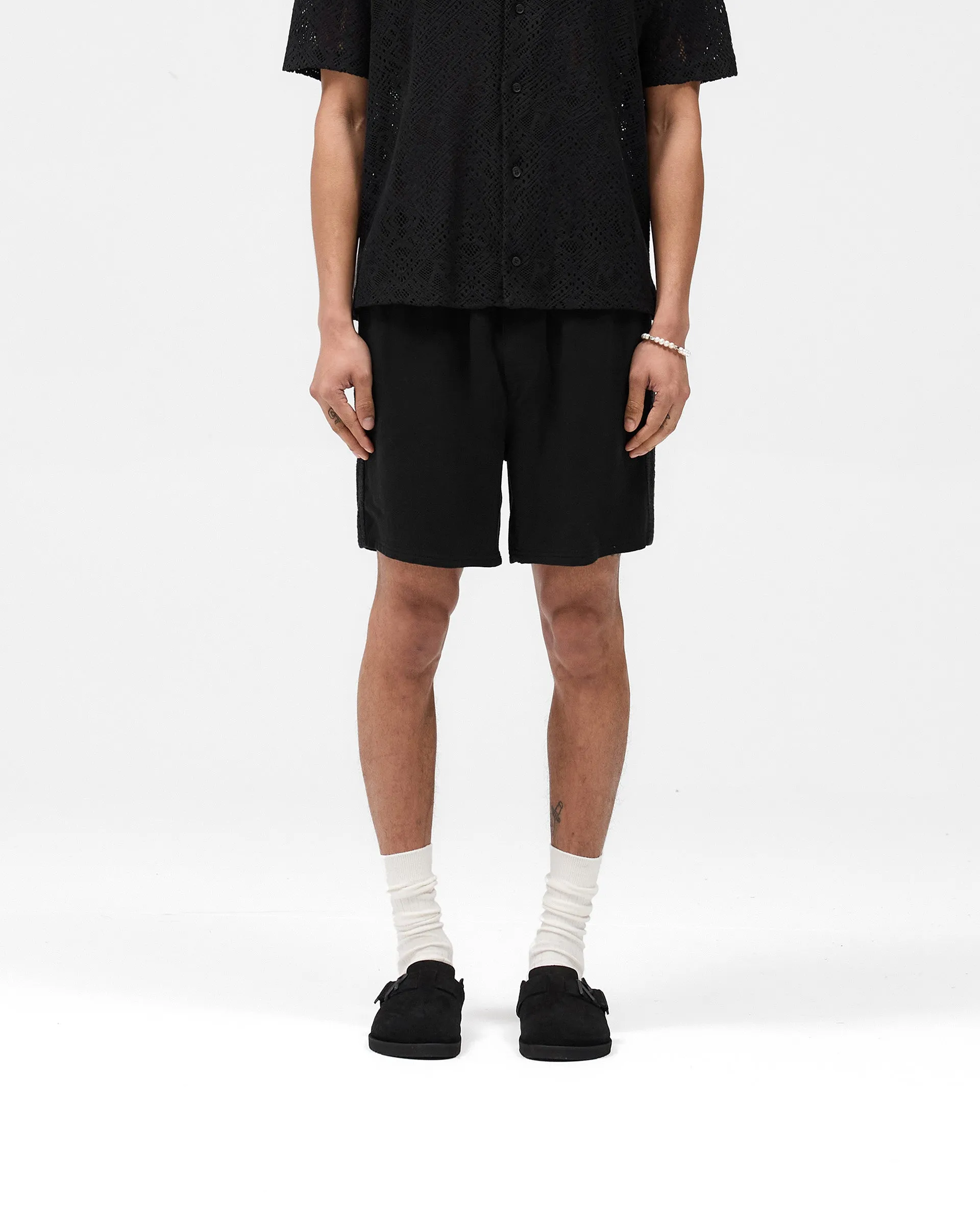 Breezy Vibe Knitted Panel Short - Black