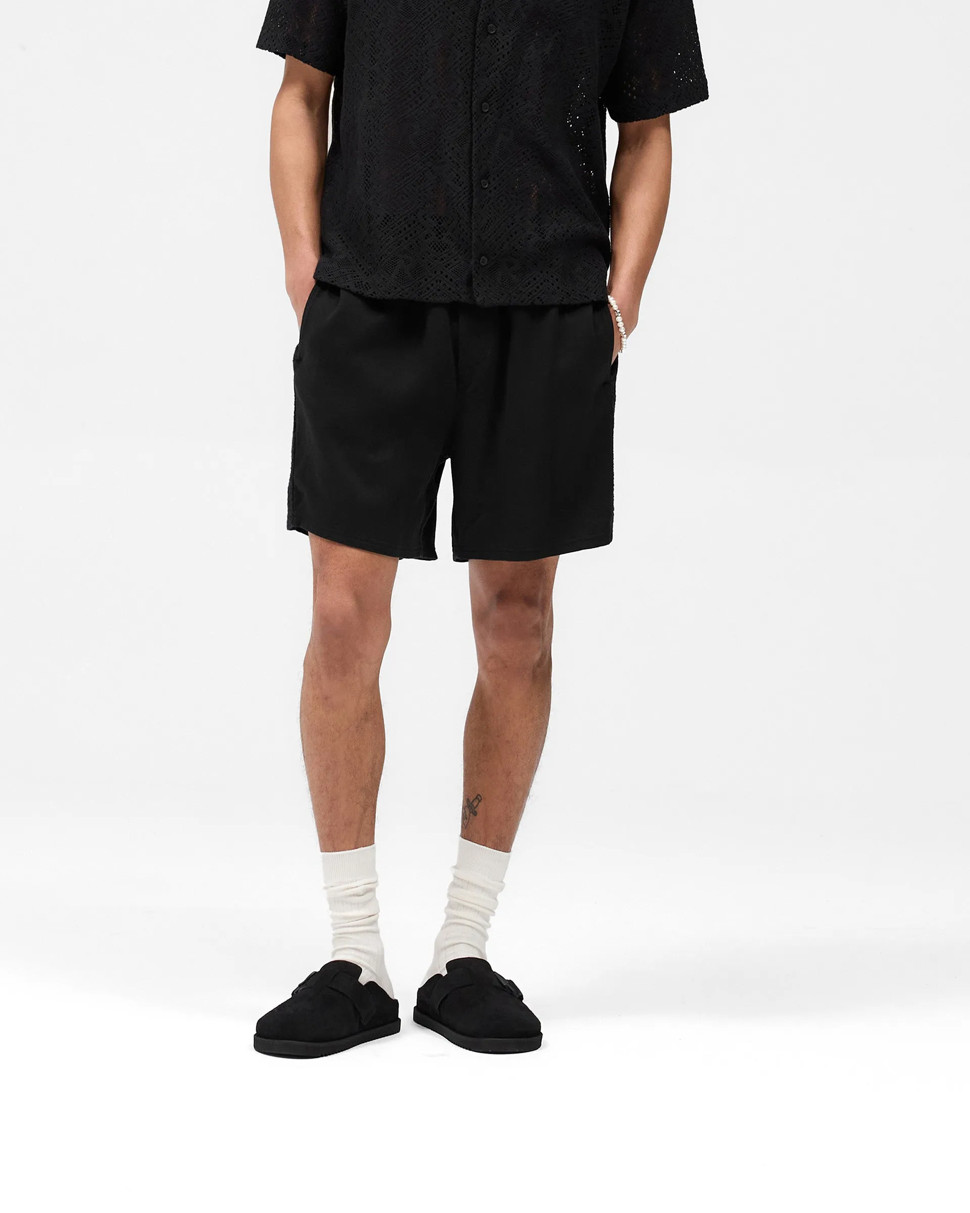 Knitted Panel Short - Black Stylish Shorts