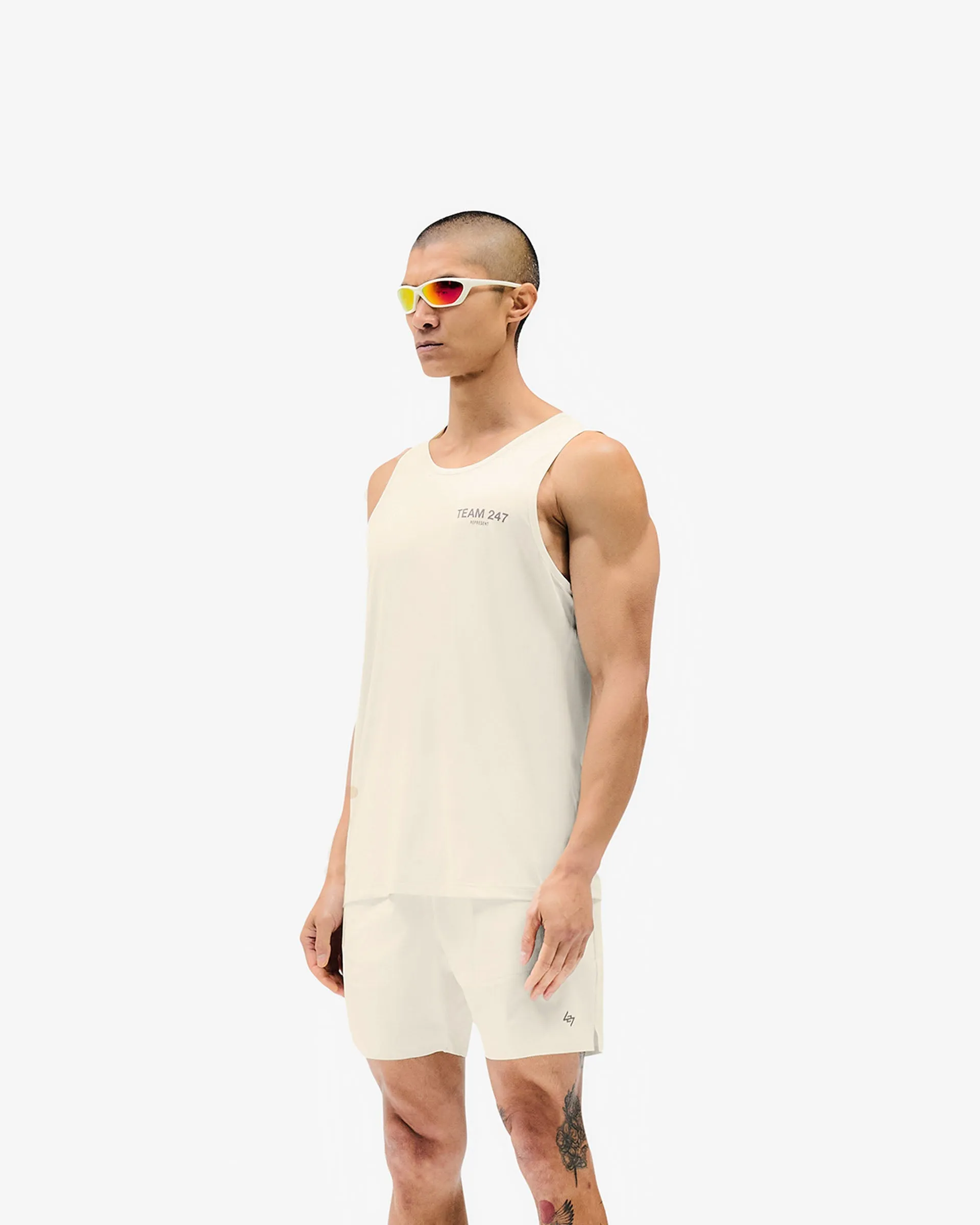 Team 247 Run Vest - Cream V neck elegance