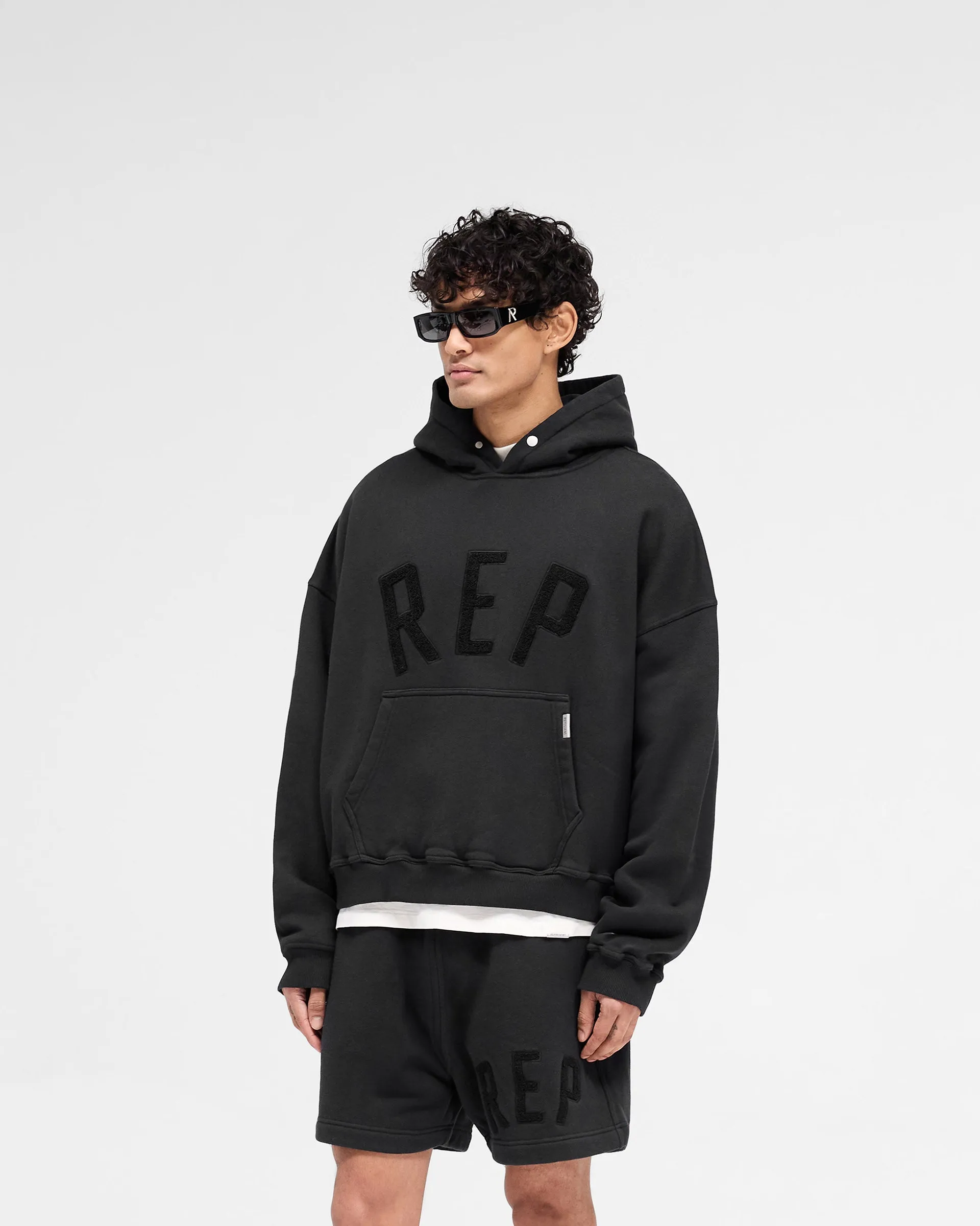 Rep Applique Hoodie - Off Black Eco Friendly