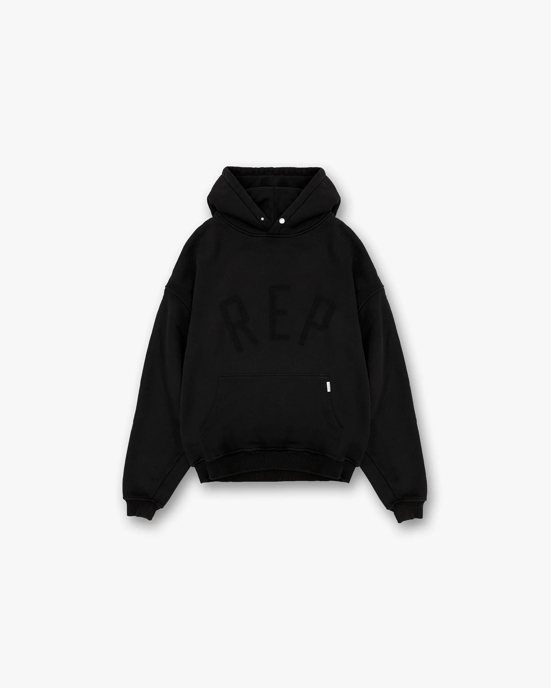 Budget Rep Applique Hoodie - Off Black