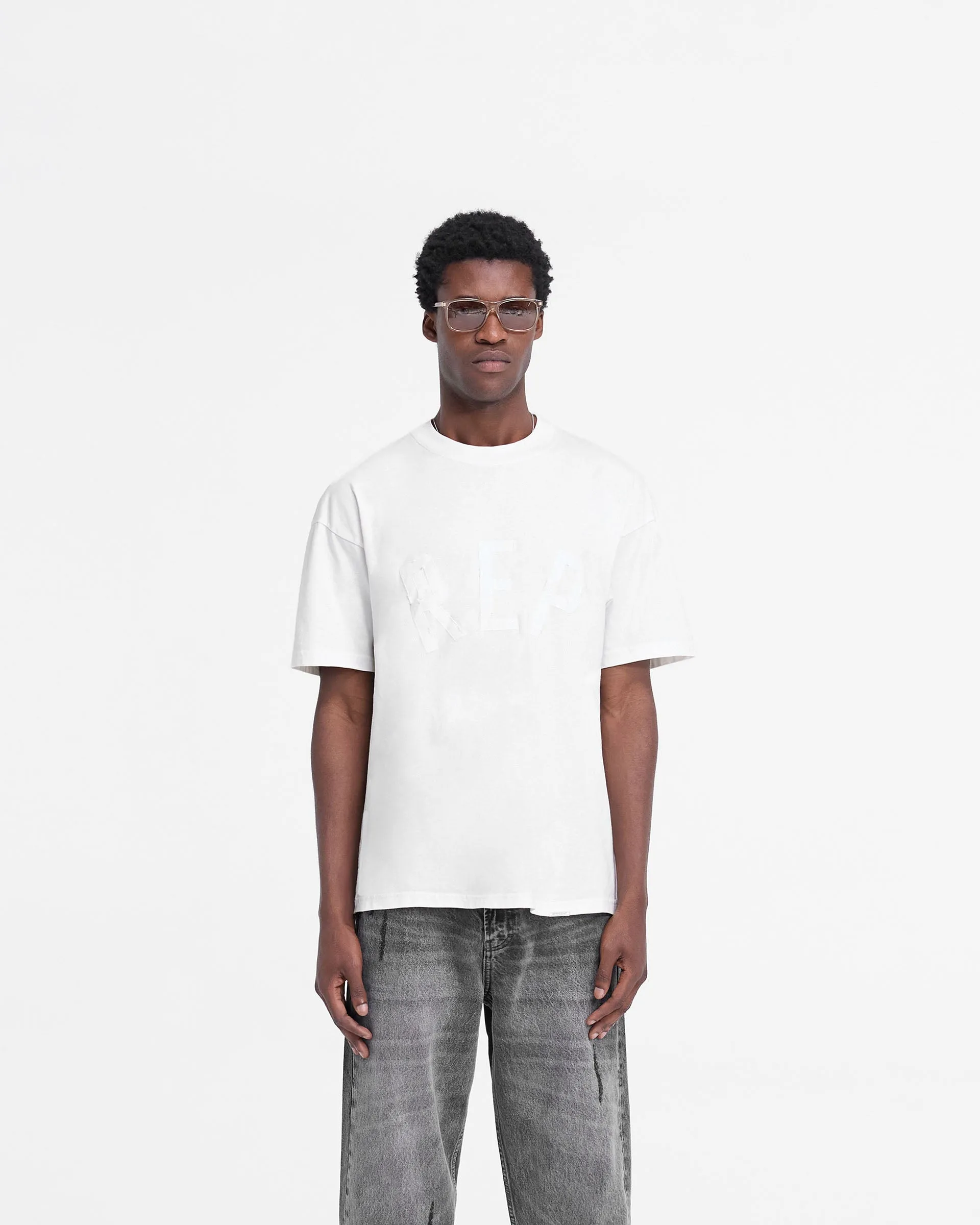 Rep Applique T-Shirt - Flat White Relaxed Style