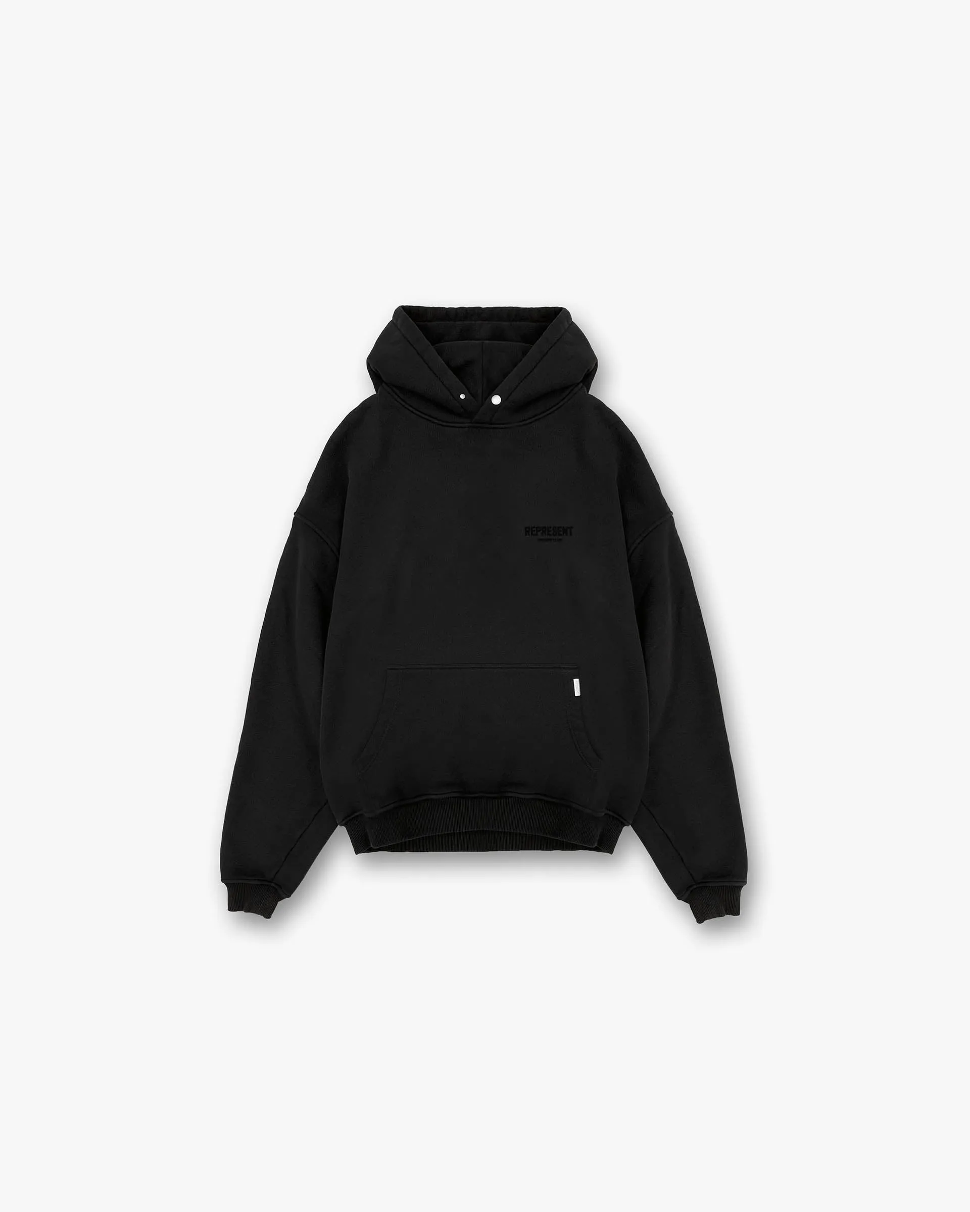 Represent Owners Club Flocked Hoodie - Black goes with sandals