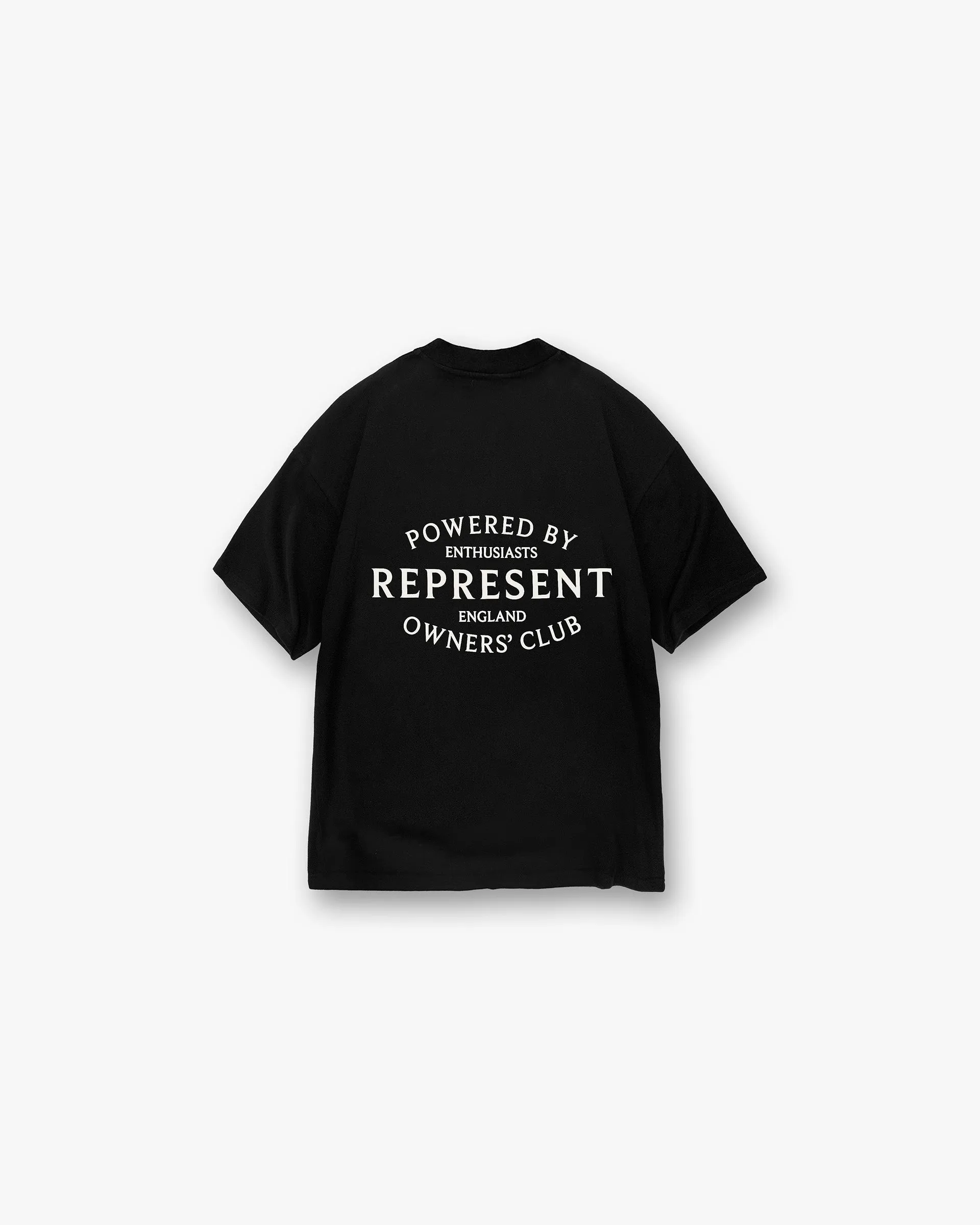 Geometric Print Heather Texture Finish Represent Owners Club Stamp T-Shirt - Jet Black