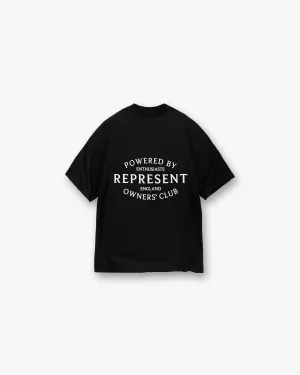 Geometric Print Heather Texture Finish Represent Owners Club Stamp T-Shirt - Jet Black