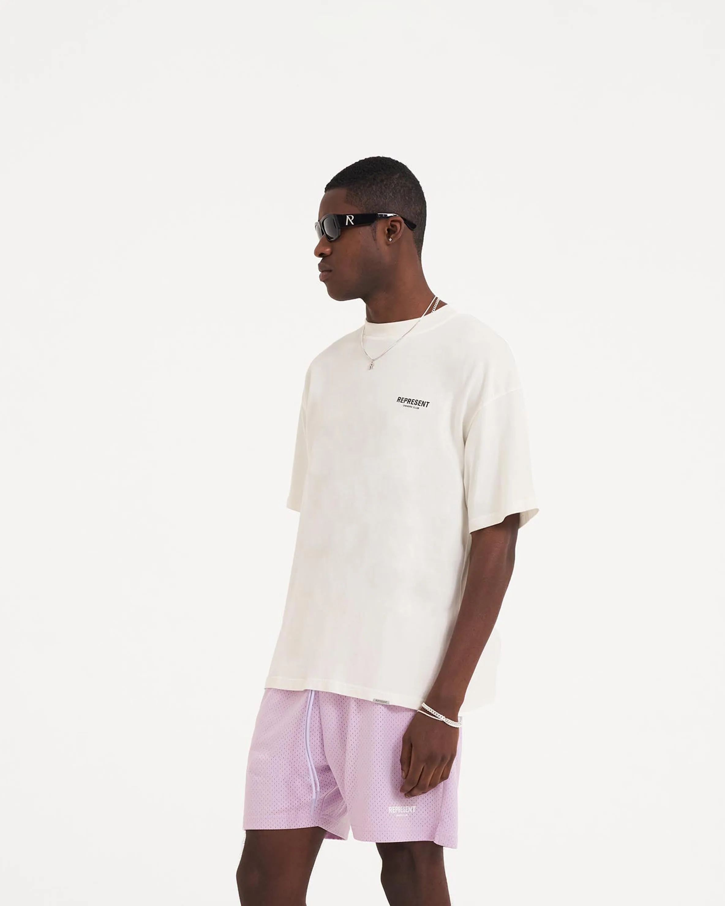 Represent Owners Club T-Shirt - Flat White Pre Shrunk Fabric