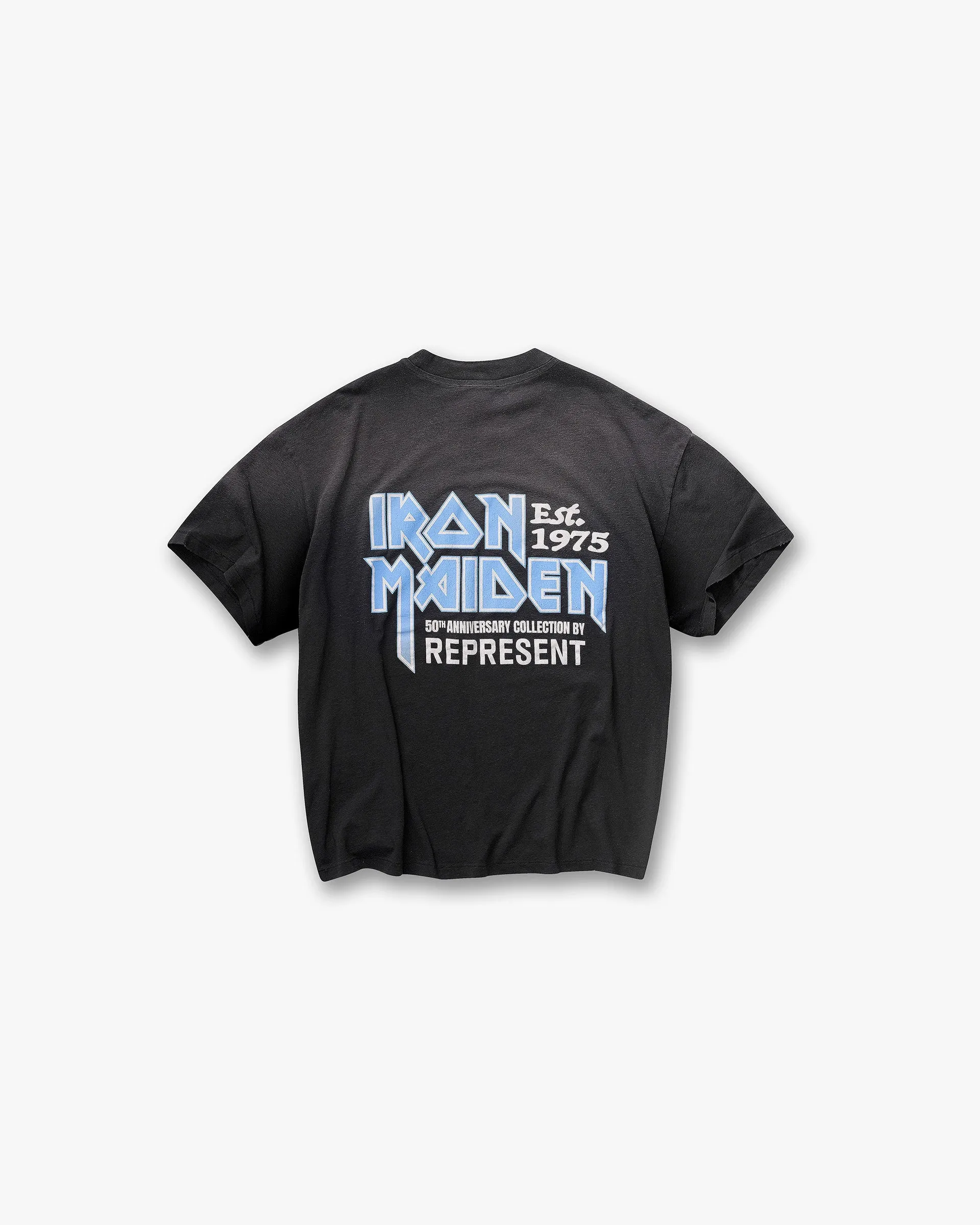 Represent X Iron Maiden Anniversary T-Shirt - Stained Black Comfort Fit Design Lint Resistant Surface