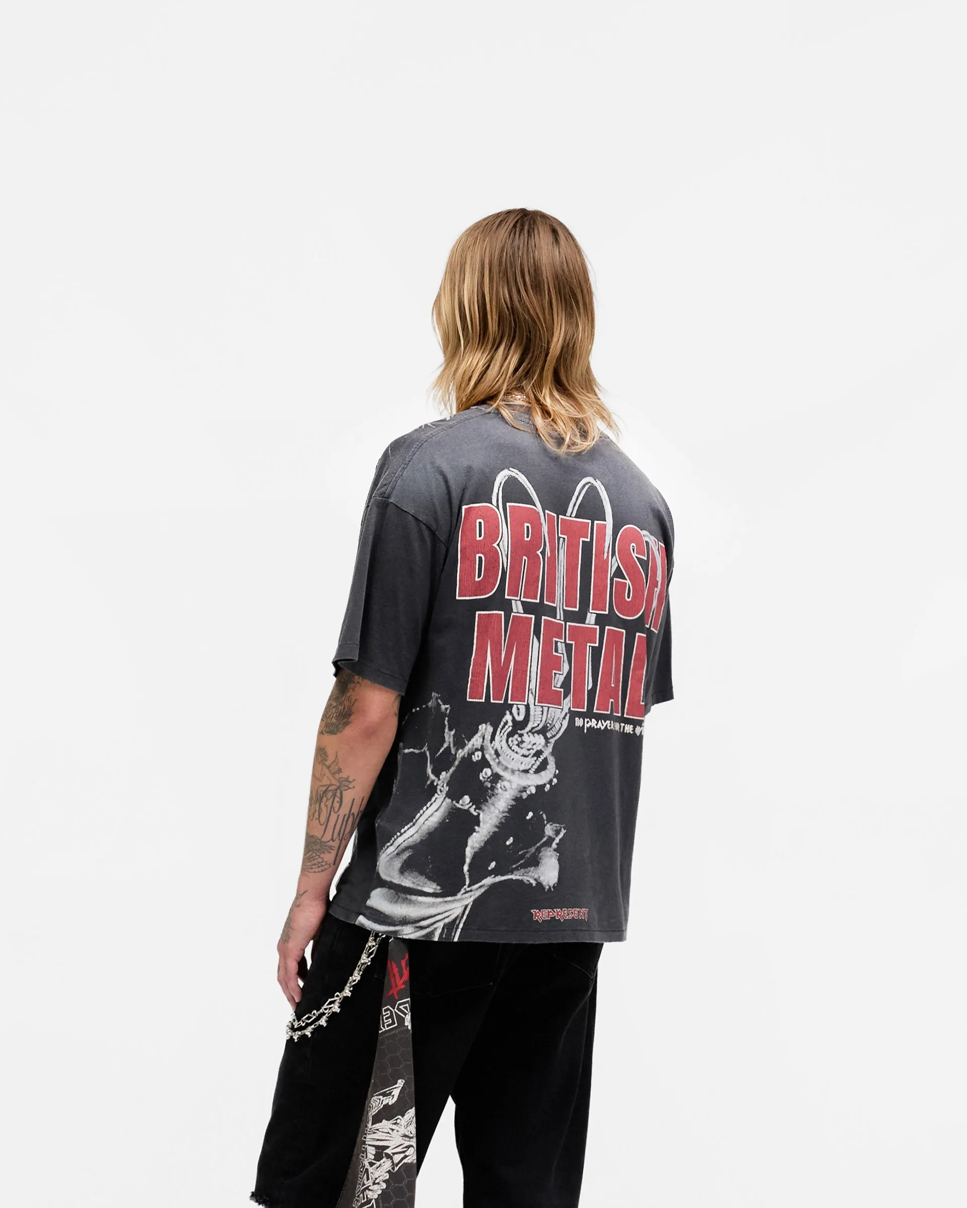 Represent X Iron Maiden British Metal T-Shirt - Stained Brown Summer cool funky