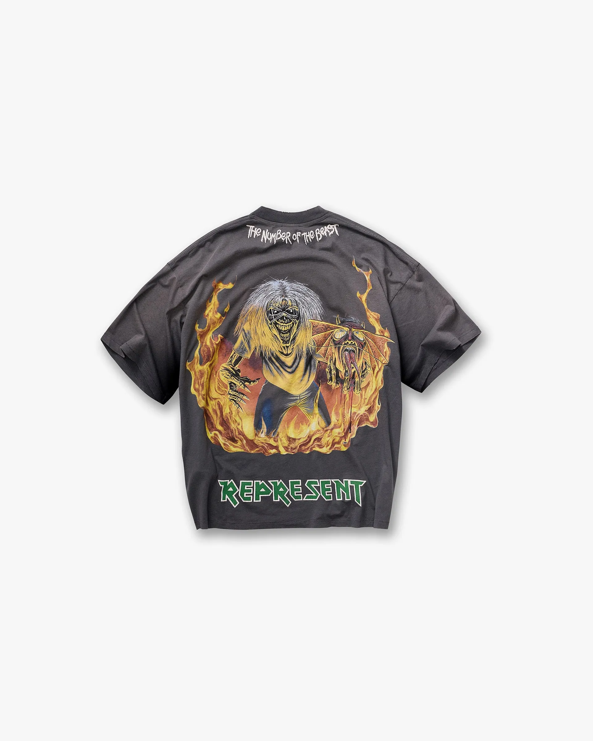 Represent X Iron Maiden Number Of Beast T-Shirt - Sunfade Grey Active Trend Non Irritating Seams