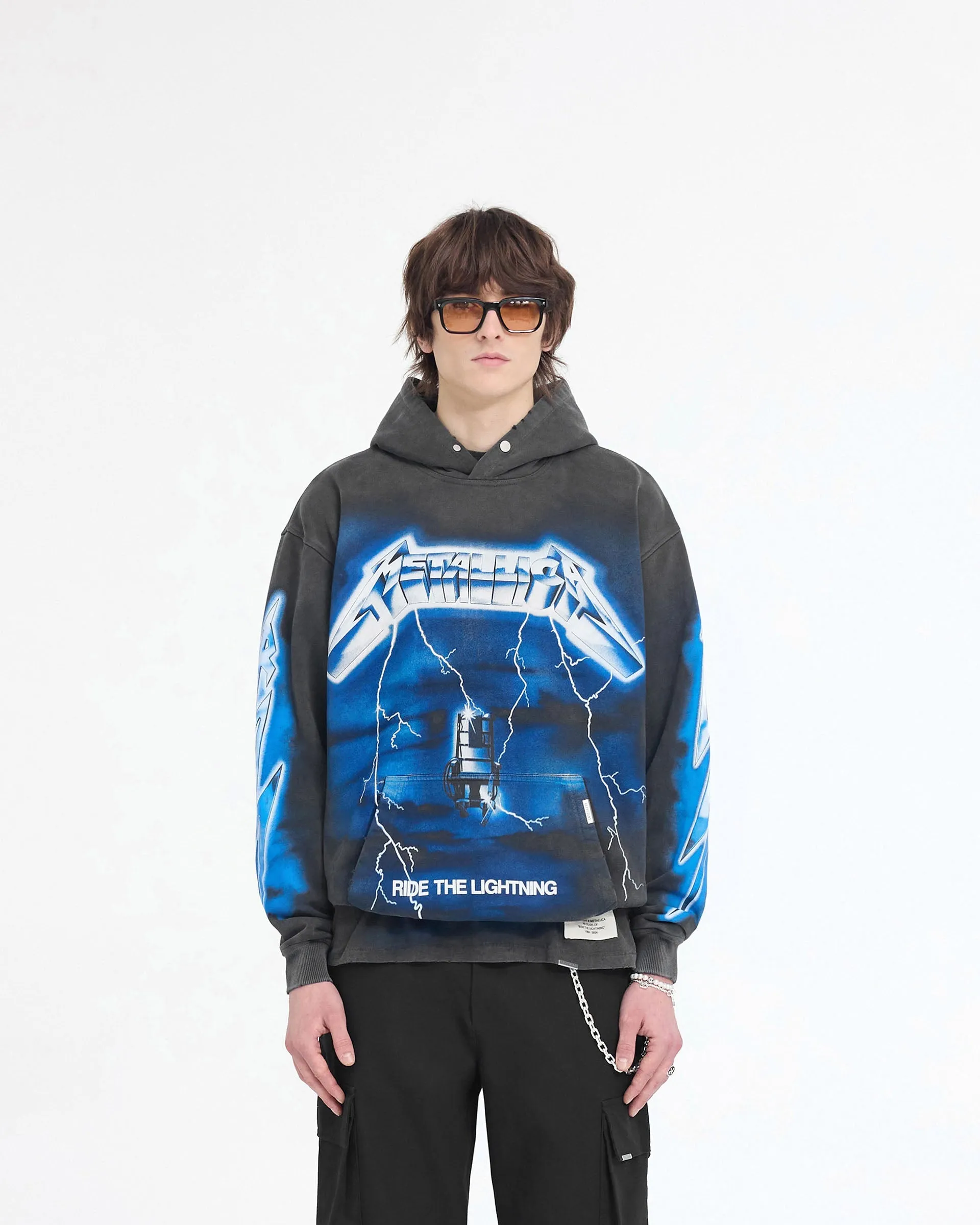 Water resistant coating Represent X Metallica Ride The Lightning Hoodie - Vintage Grey
