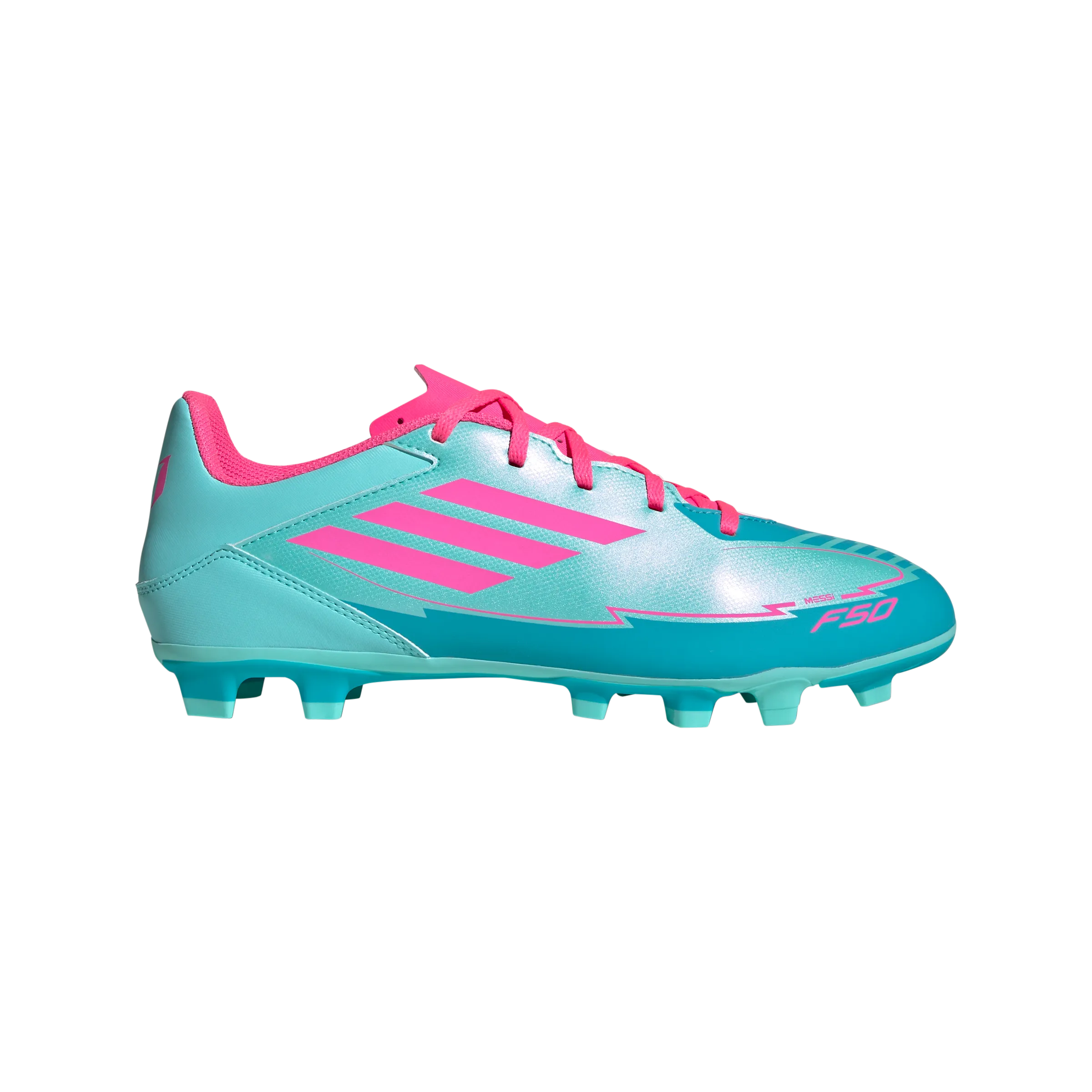adidas F50 CLUB MESSI Firm/Multi-Ground Soccer Cleats | Flash Aqua-Lucid Pink-Lucid Cyan | Men's Wedge kids' shoes lacrosse shoes
