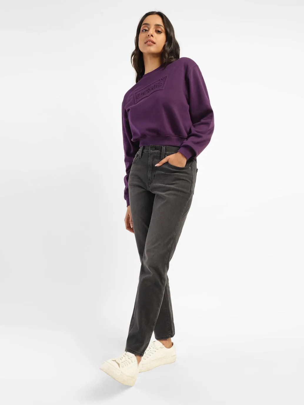 Women's 724 Grey Straight Fit High Rise Jeans Simple Layers