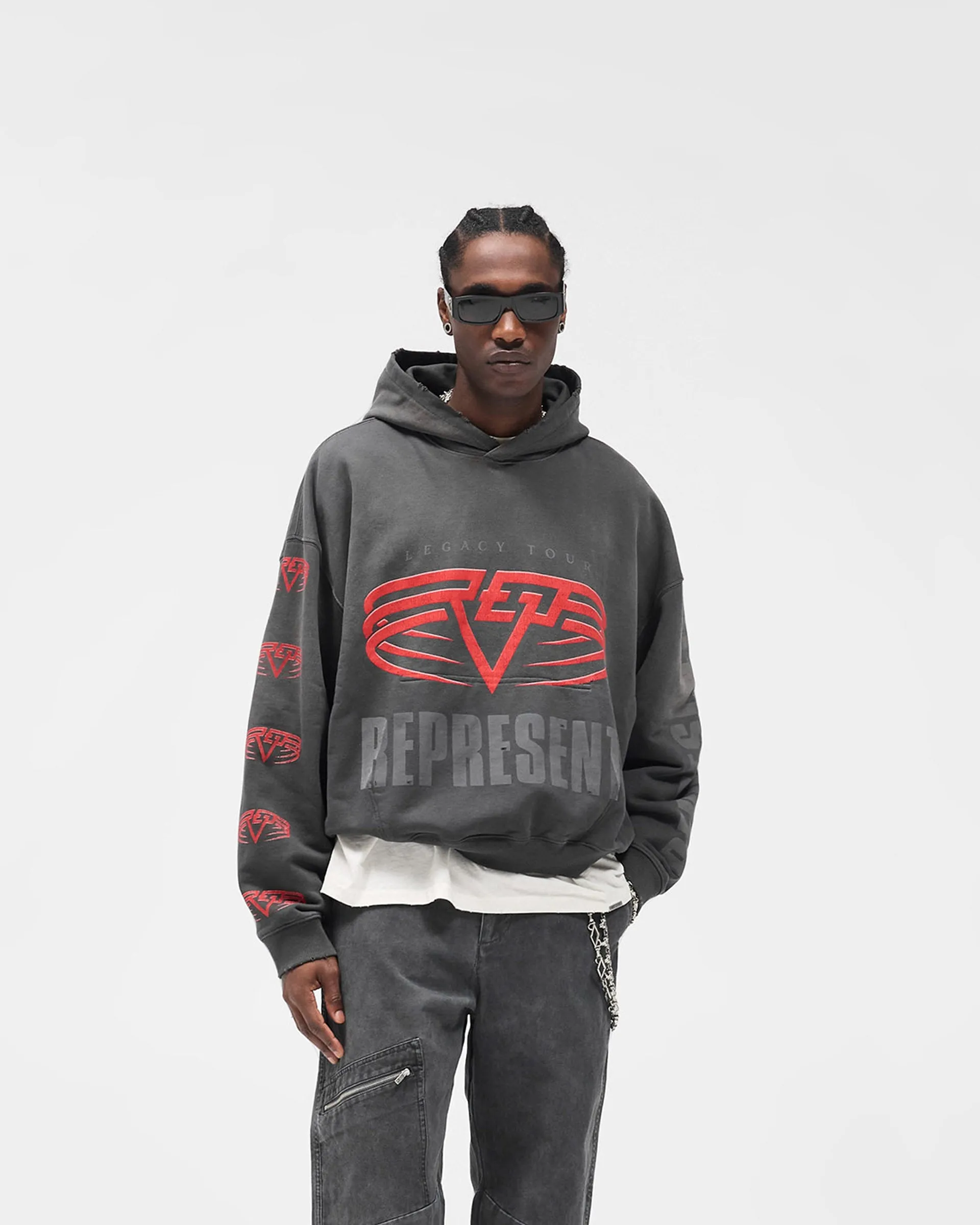Striped Reversible Living Legacy Tour Hoodie - Sun Fade Grey
