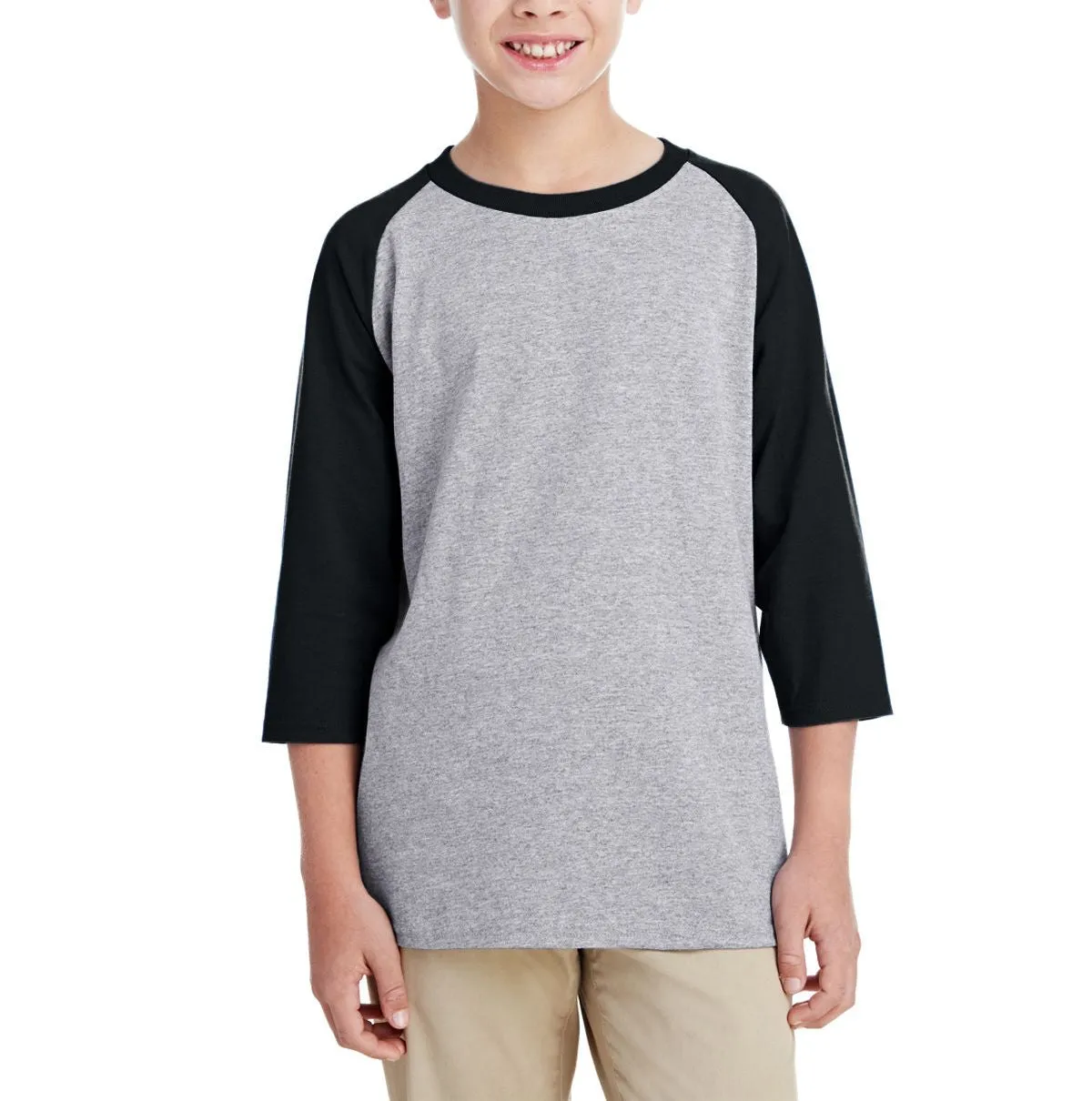 Comfortable Fit Wear Fashion Must-Have JustBlanks Youth 3/4 Sleeve Heavy Cotton Raglan Baseball Tee