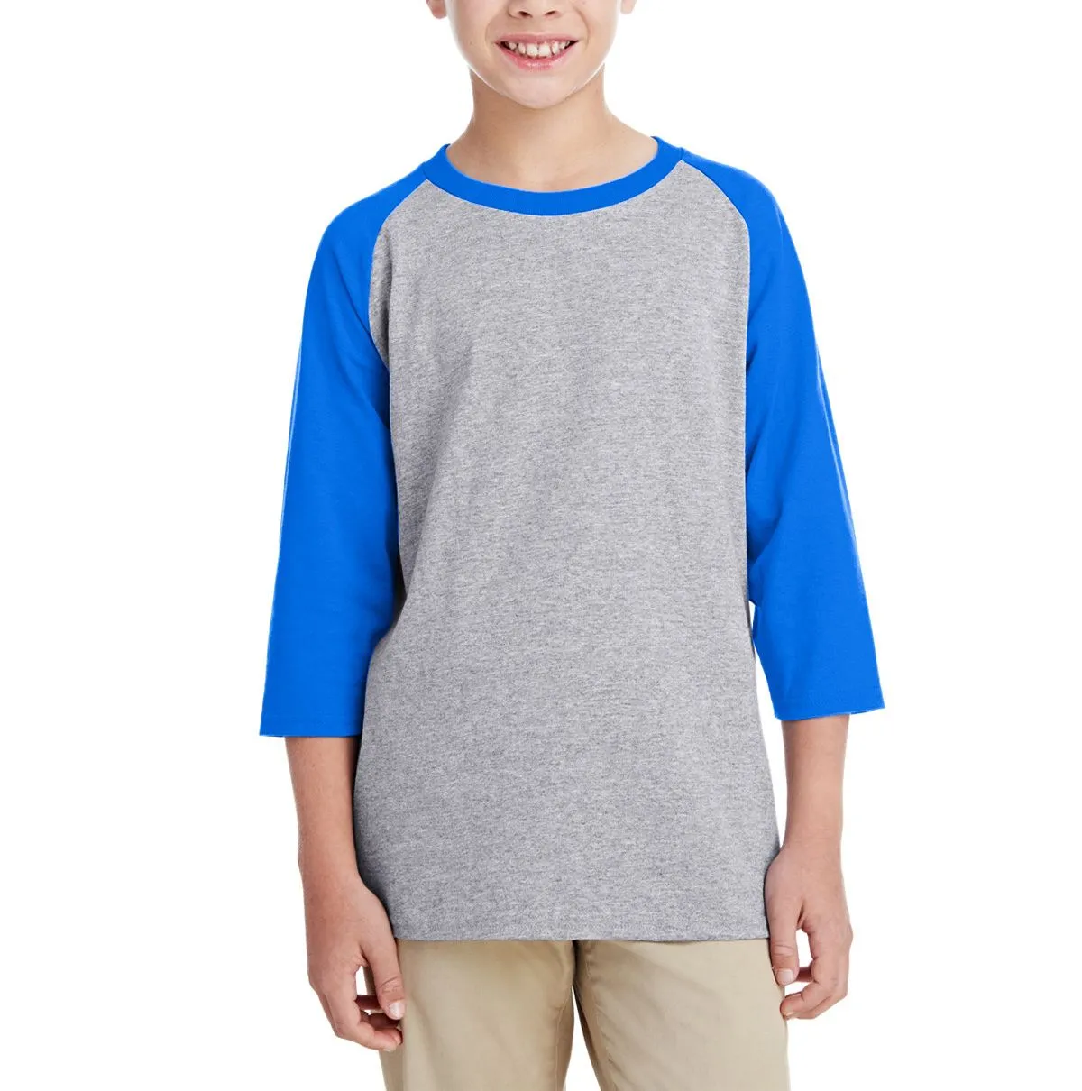 JustBlanks Youth 3/4 Sleeve Heavy Cotton Raglan Baseball Tee Fresh Outfit