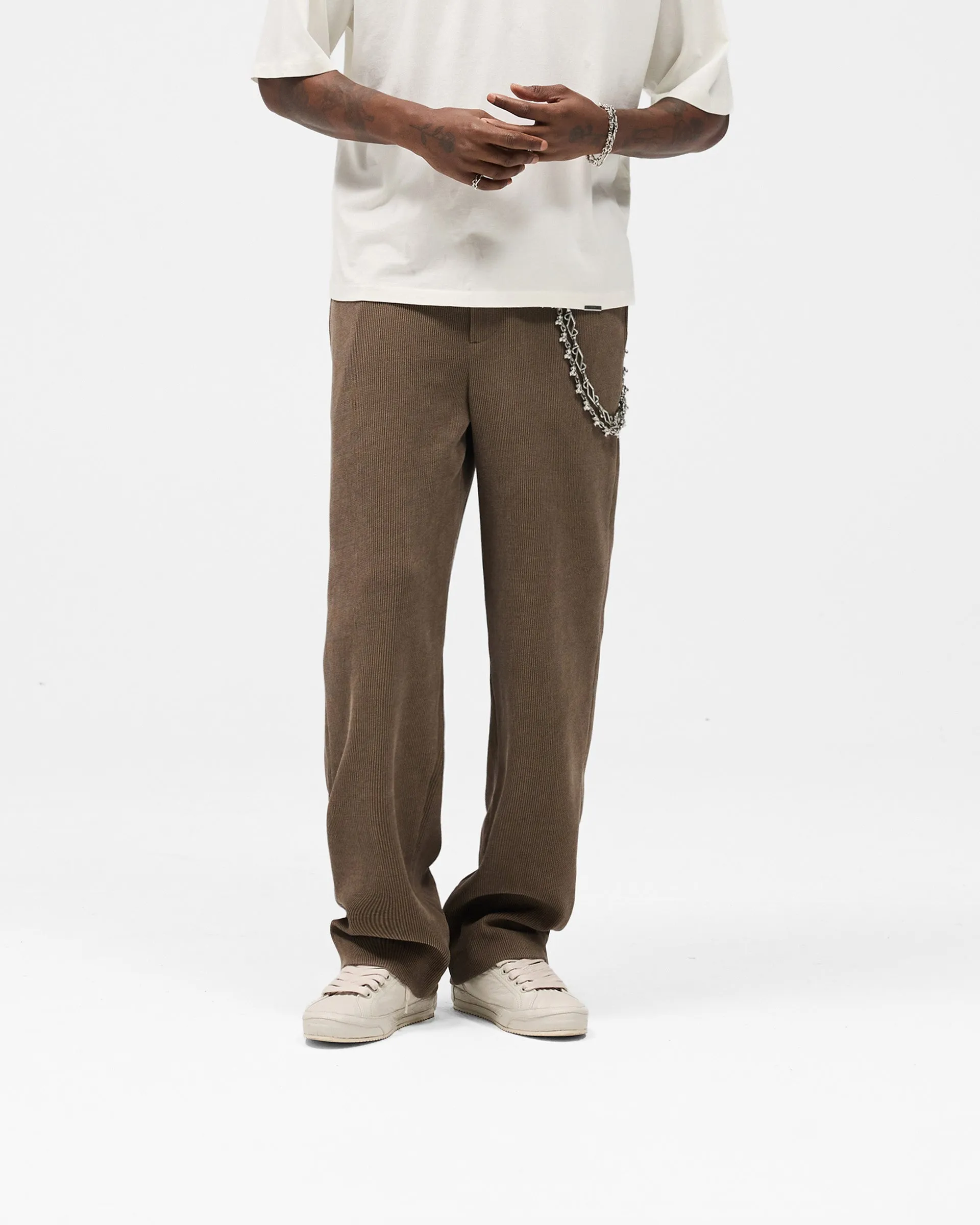 Lightweight Layer RecycledPolyester Ribbed Hybrid Pant - Clove
