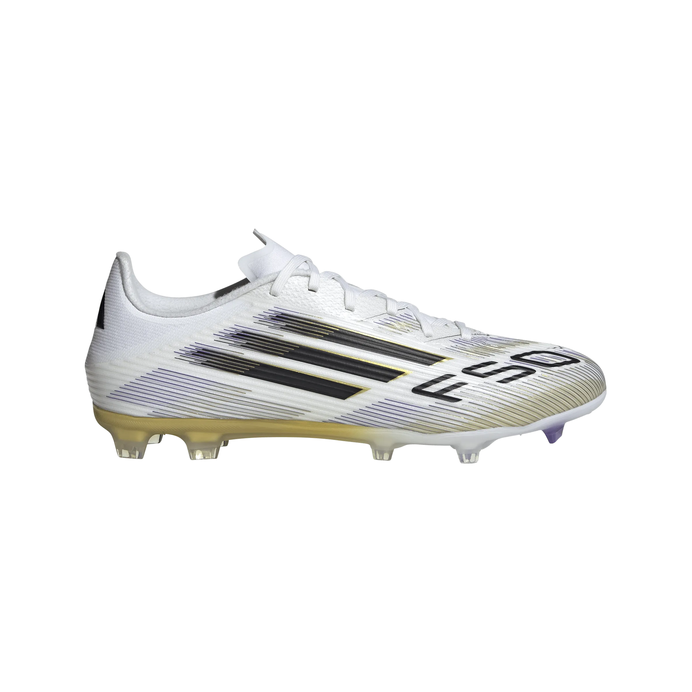 adidas F50 LEAGUE FG/MG Soccer Cleats | FTWR White-Core Black-Gold Metallic | Men's multi - terrain shoes