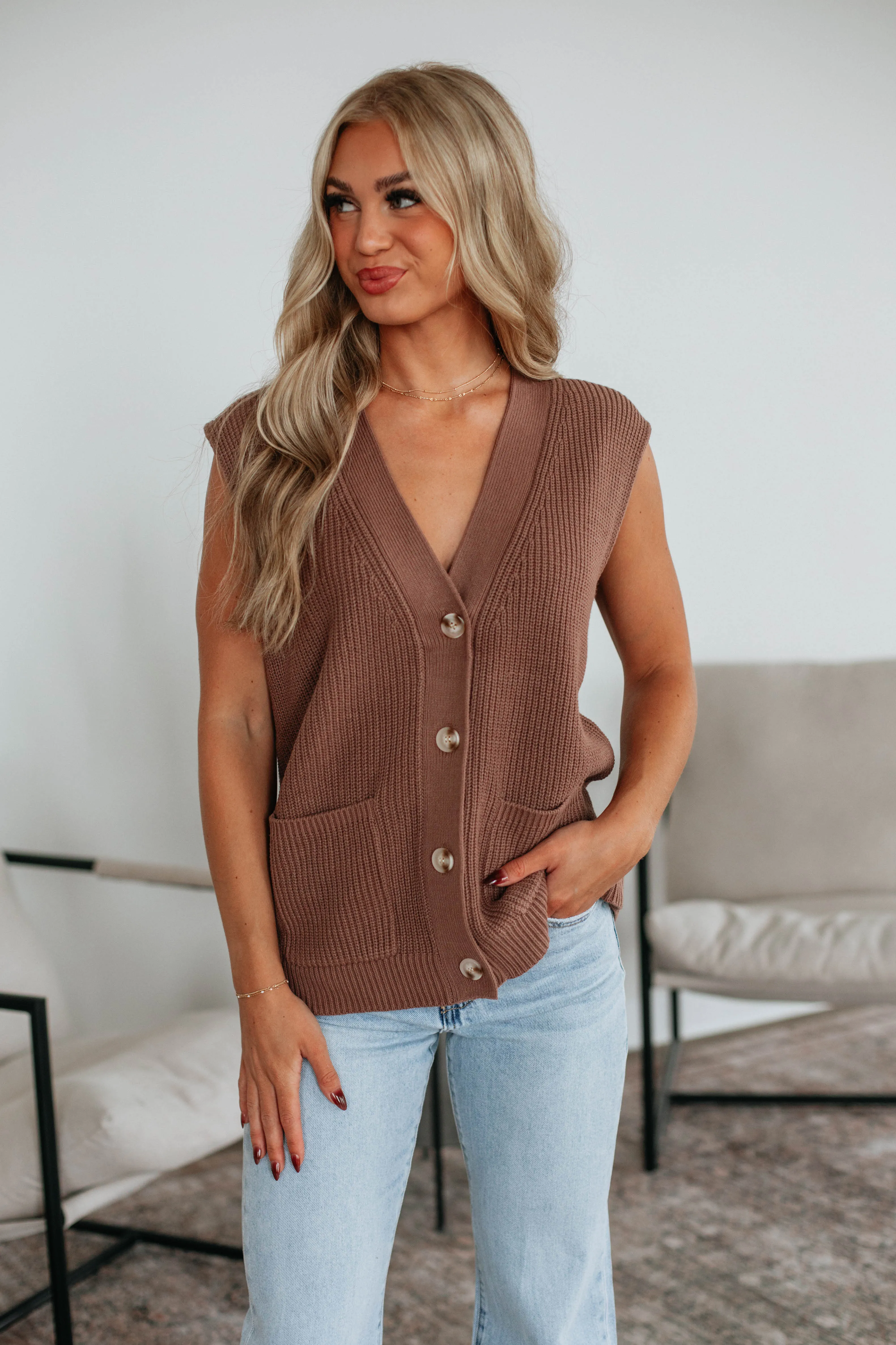 Ruby Sweater Vest Drop Shoulder Cut Chill Evening