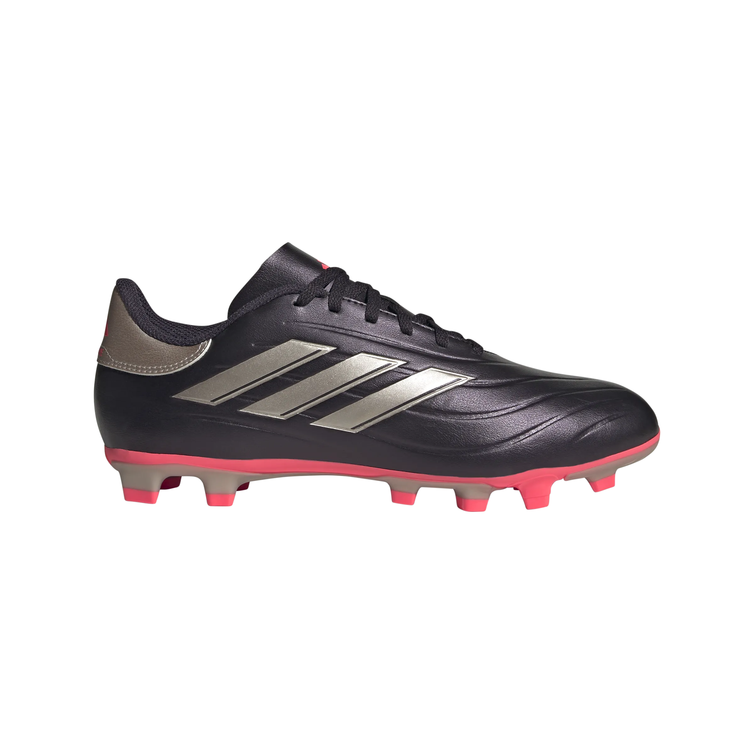 Multi Directional Cleat Pattern adidas Copa Pure 2 Club Flexible Ground Soccer Shoes | Aurora Black-Platinum Metallic-Turbo | Men's