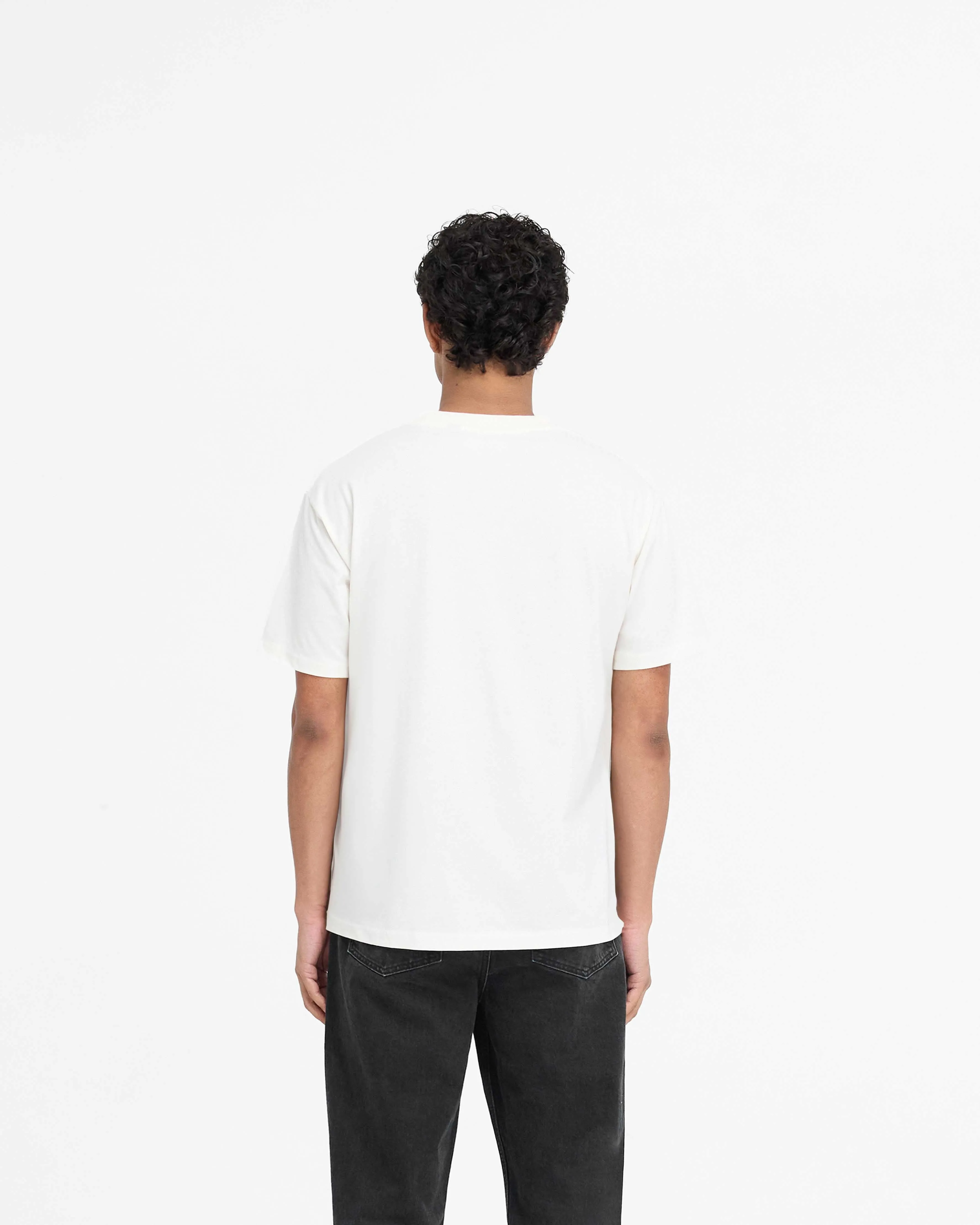 Taped Neckline Script Logo T-Shirt - Flat White