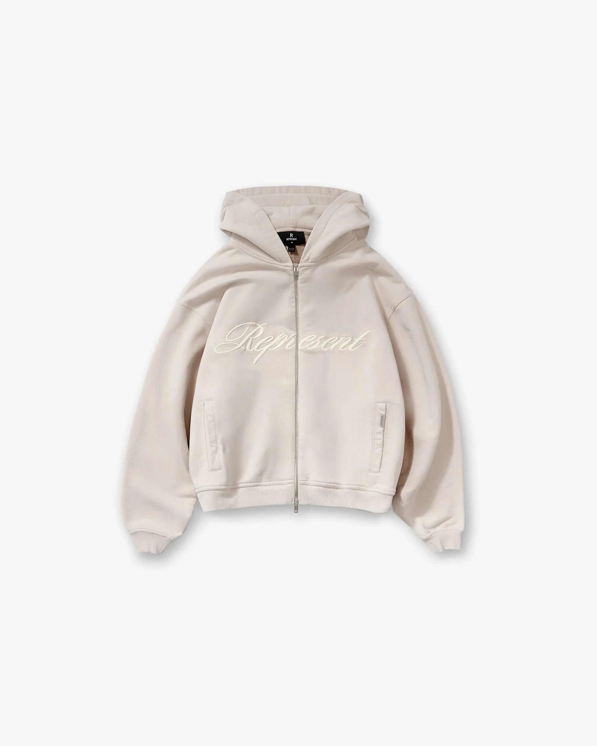 appropriate for sunny days Relaxed Look Script Logo Zip Hoodie - Concrete