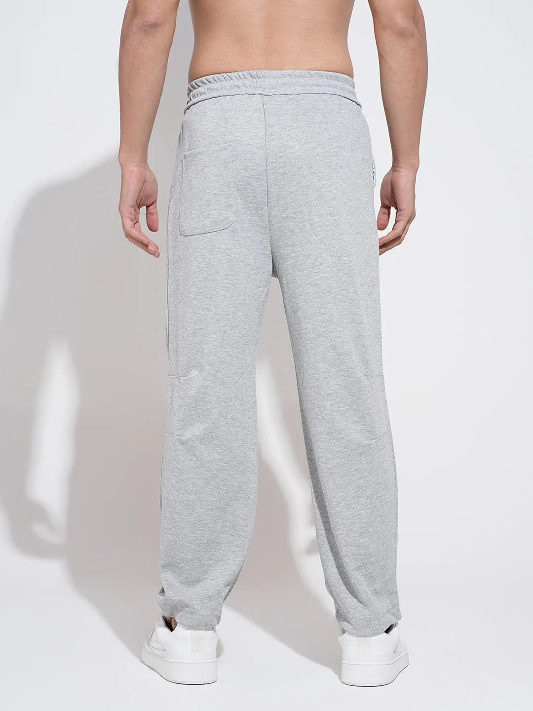 Men's Grey Straight Fit Trousers Durable Stitching