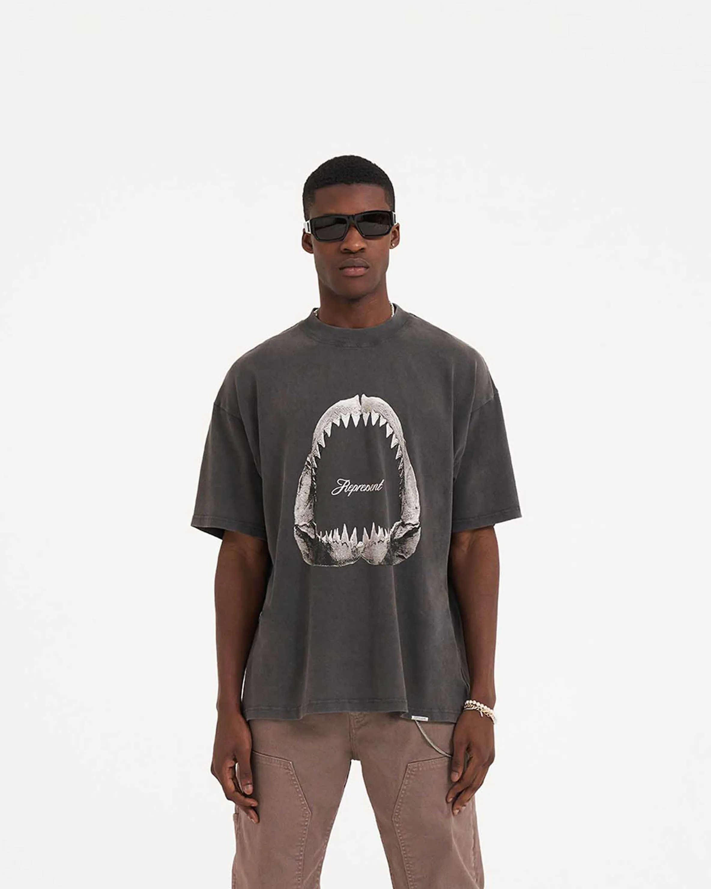 Shark Jaws T-Shirt - Vintage Grey Stretchable Weave Soft Layers