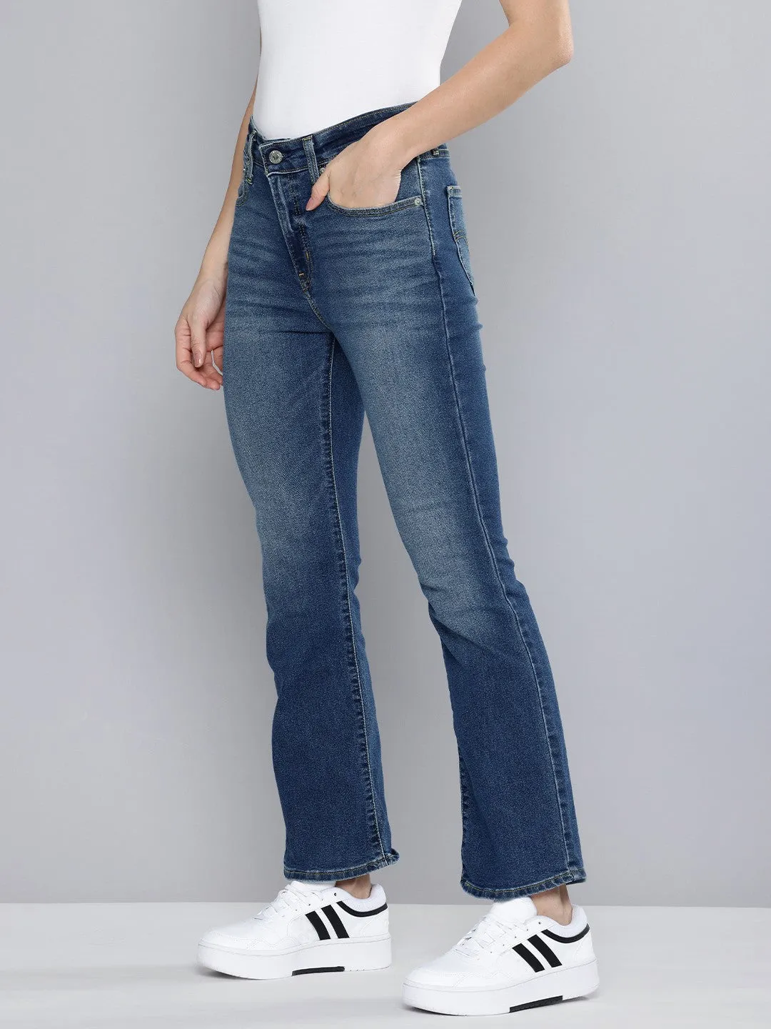 Women's 725 Blue Flared Fit High Rise Jeans Fashion Daily
