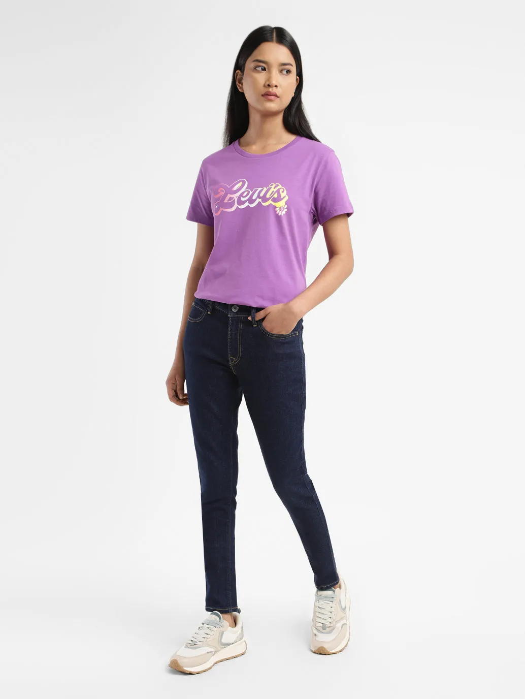 Belt Loop Reinforcement Casual Friday Elegant Casual Women's 710 Indigo Skinny Fit Mid Rise Jeans