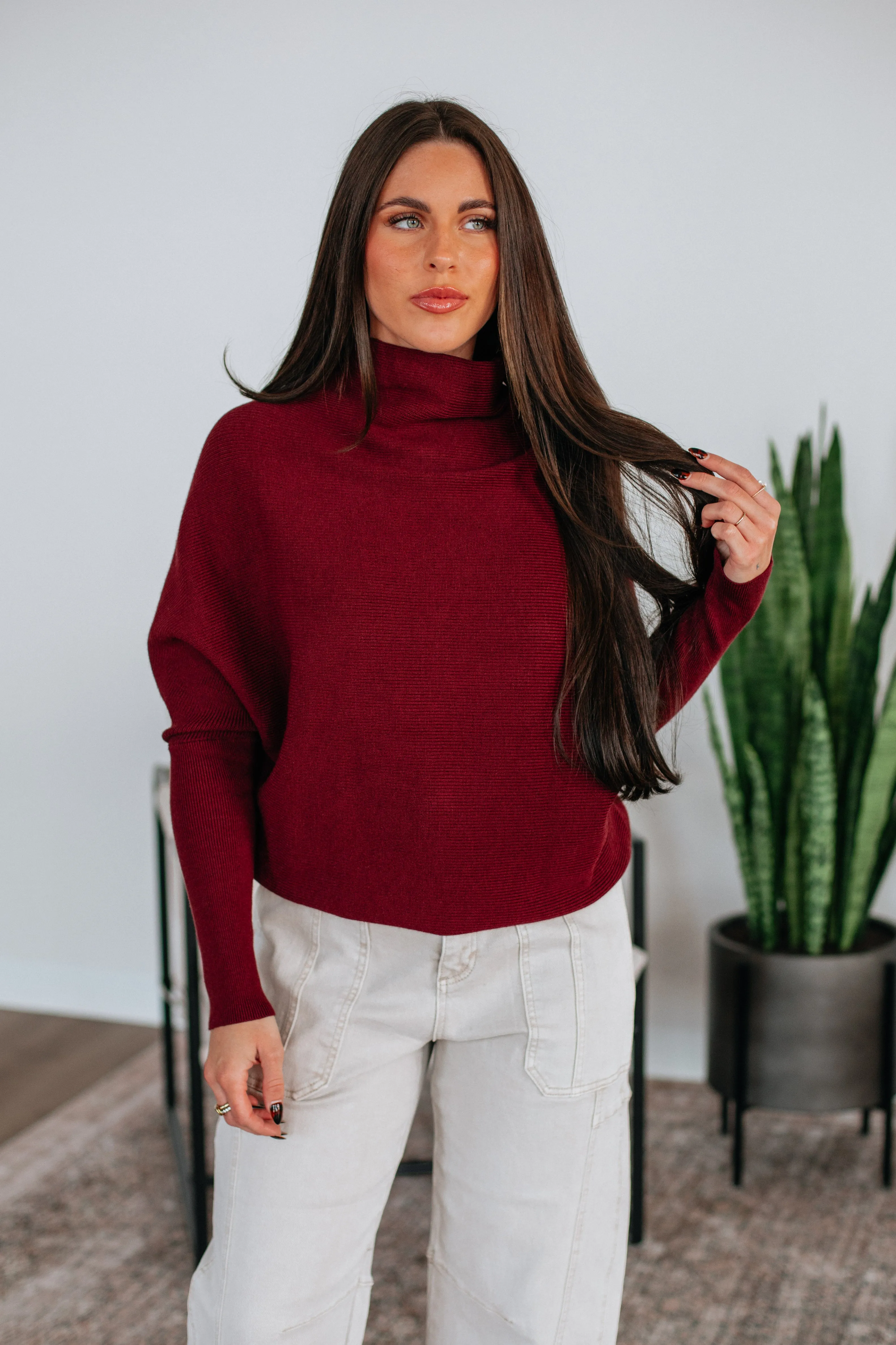 Gretchen Dolman Sweater - Mulberry Office Casual Layered Knit