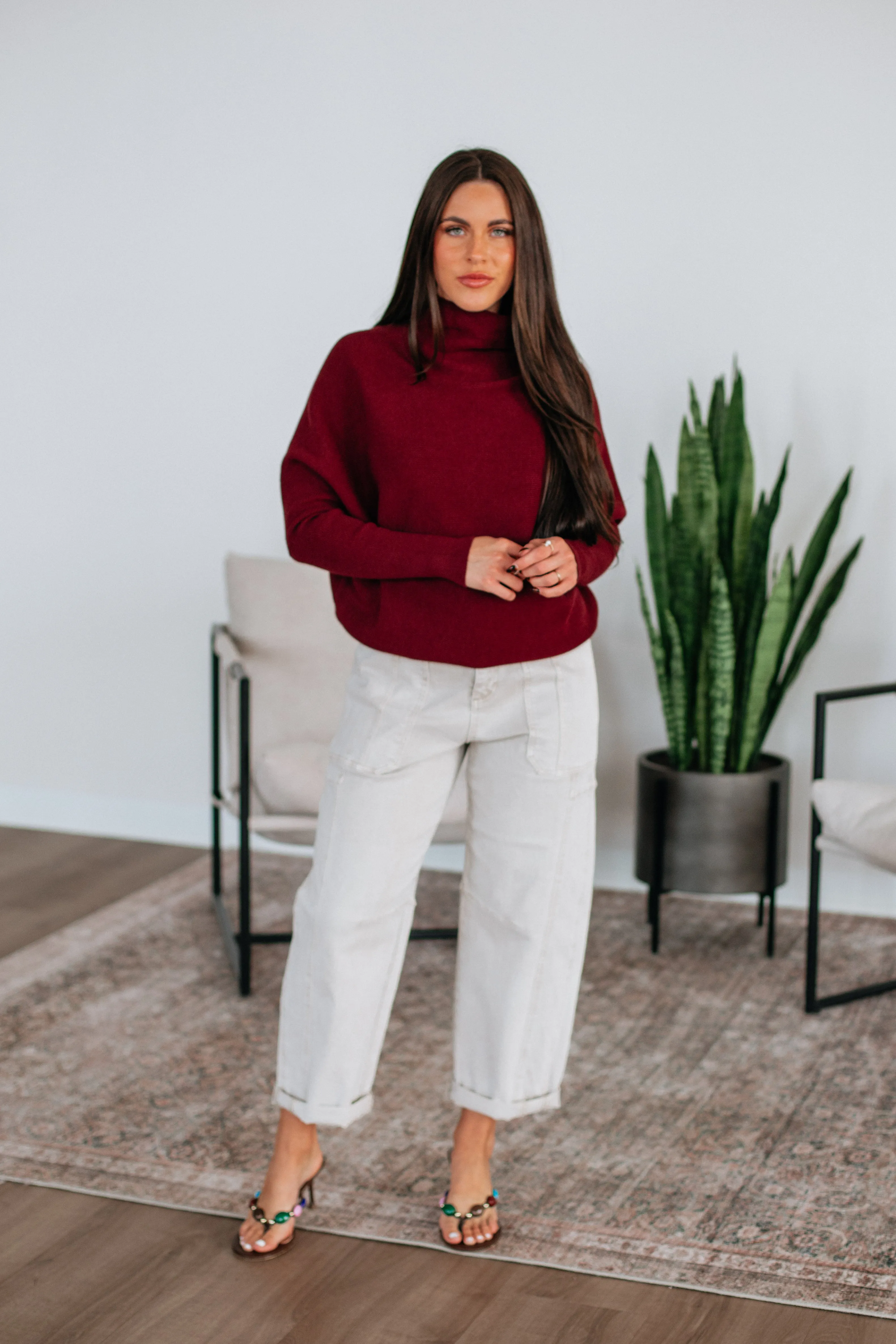 Weekend Comfort Recycled Fiber Gretchen Dolman Sweater - Mulberry