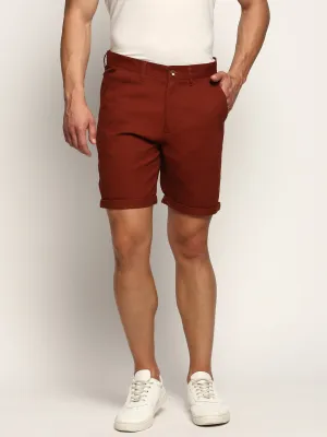 Men's Rust Mid-Raise Cotton Chino Shorts Minimalist Style Sporty Chic