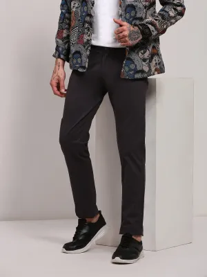 Athletic Flex Wear All Around Fit Men's Grey Solid Cotton Trousers
