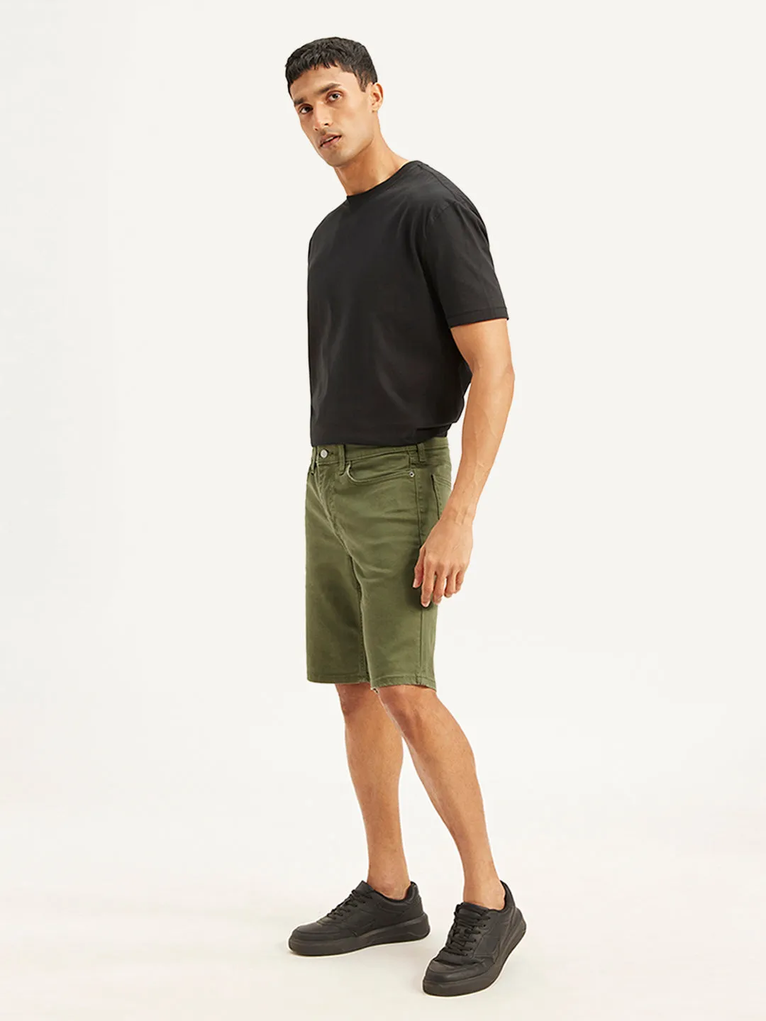 Stretchable Waist hiking apparel Men's Olive Tapered Shorts