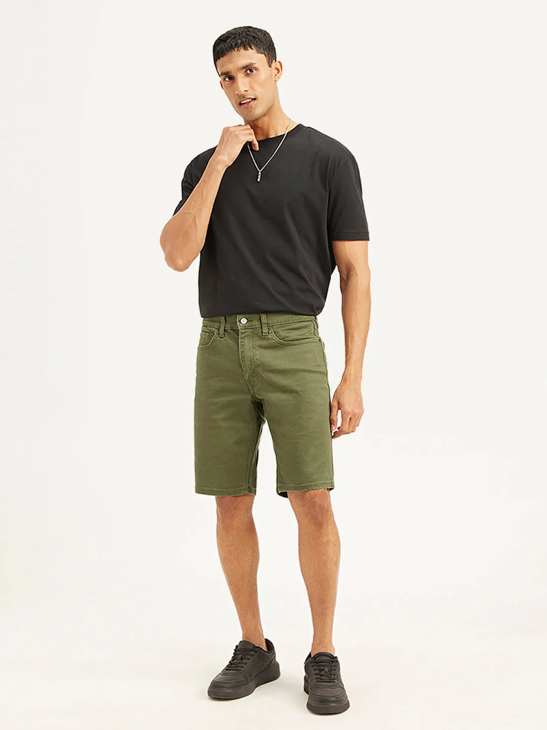 Men's Olive Tapered Shorts UV protection layer