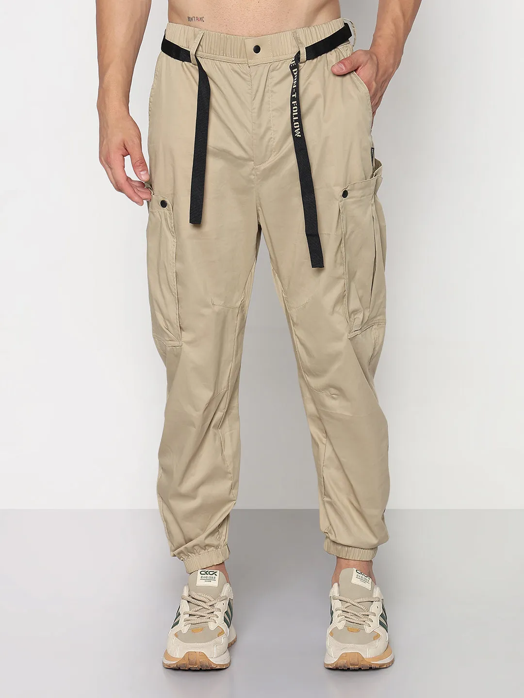 Men's Khaki Relaxed Fit Cargos Comfort Style Comfortable Layers