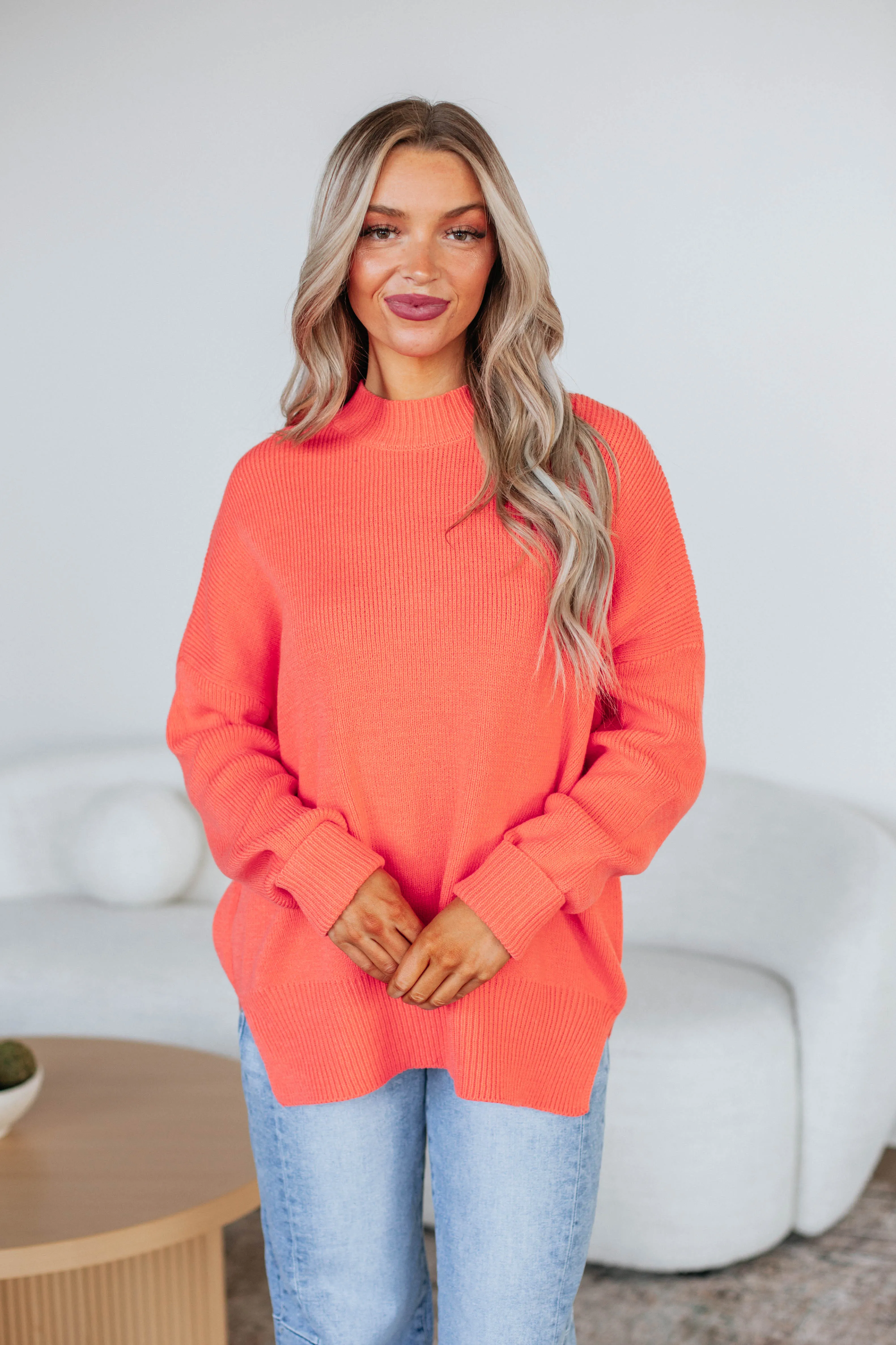 Chelsea Mock Neck Sweater - Sorbet Comfortable Wear