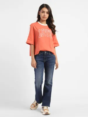 Women's 715 Blue Flared Fit Mid Rise Jeans Core Layer Leisure Wear