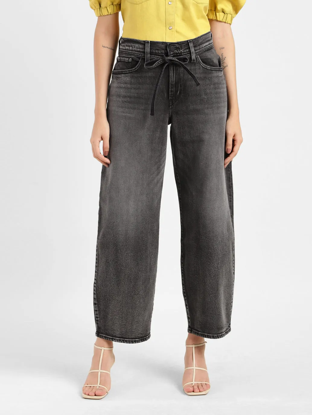 High-waisted Shopping Day Slim Women's Grey XL Balloon Loose Fit Mid Rise Jeans