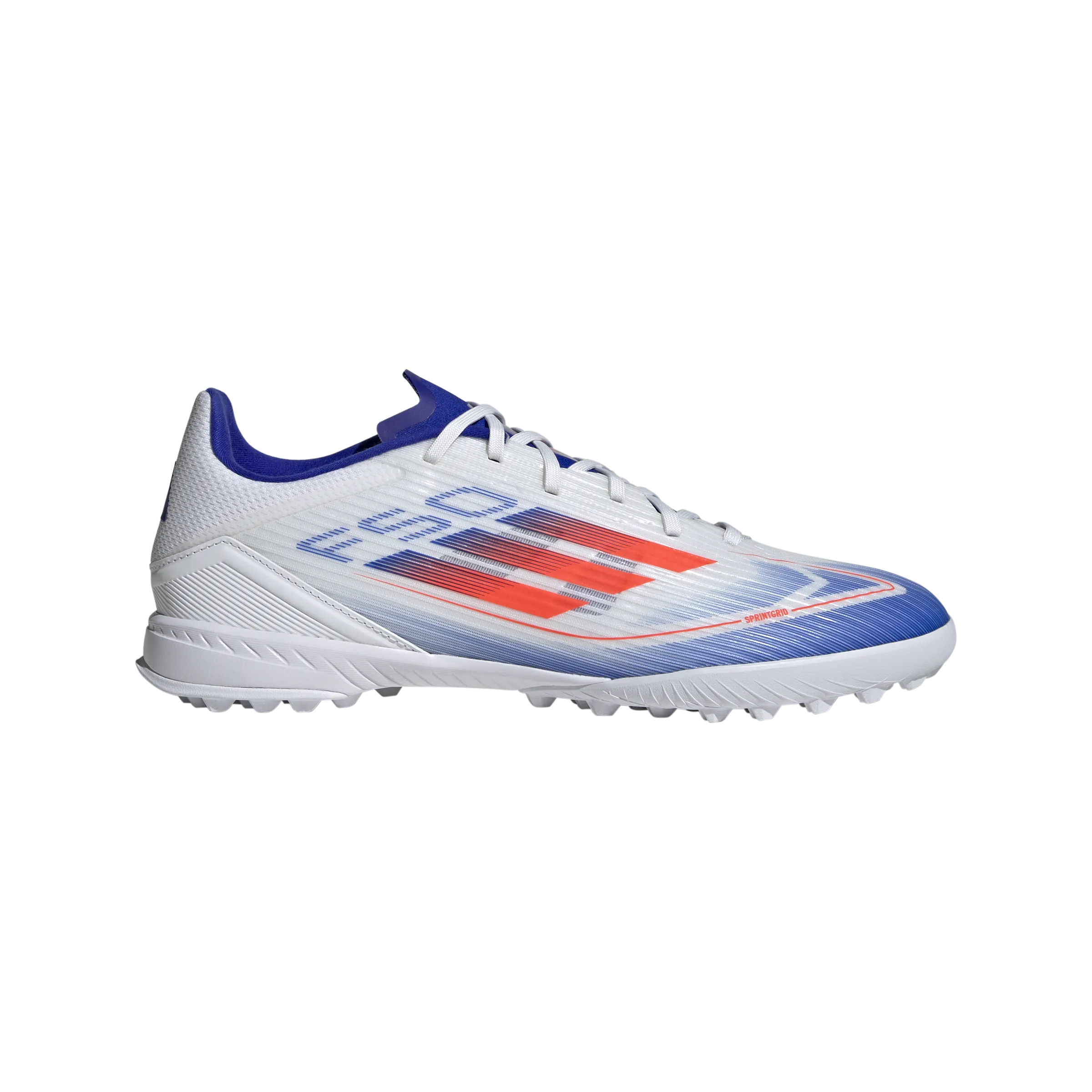 adidas F50 League Artificial Turf Soccer Shoes | Cloud White-Solar Red-Lucid Blue | Men's Stylish Shoes