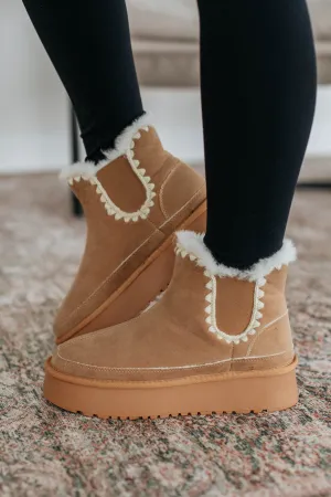 Slowing It Down Platform Boots - Camel Stitch Free Construction