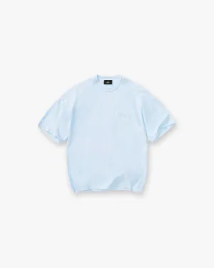 Sporty Style Wear Slub Script T-Shirt - Ice Blue
