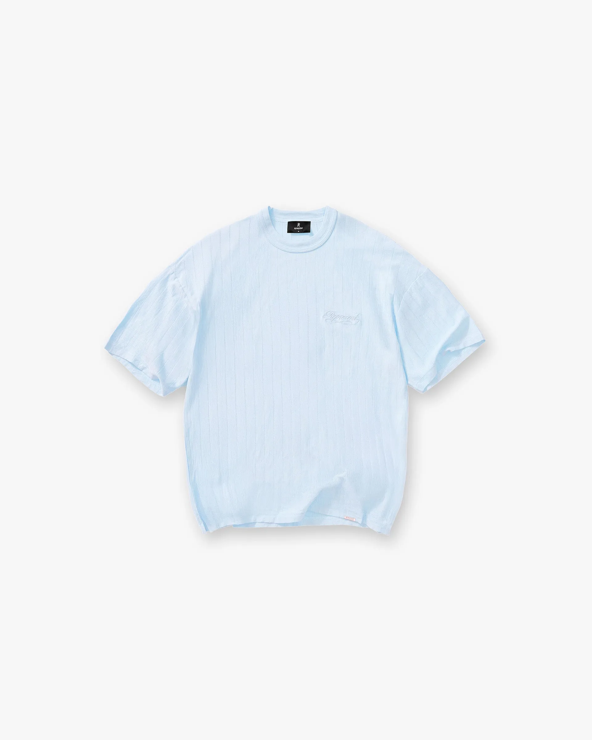 Sporty Style Wear Slub Script T-Shirt - Ice Blue